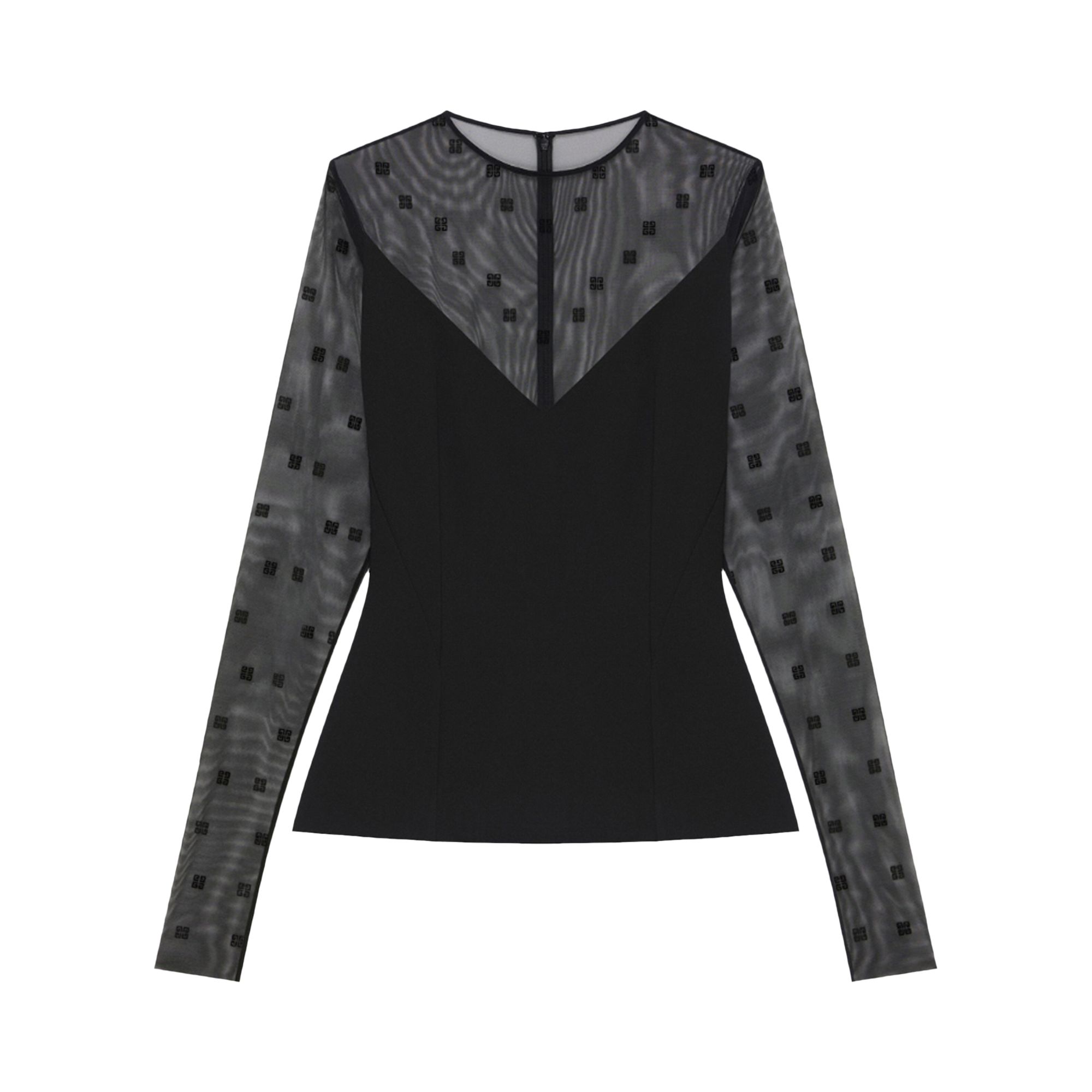 Givenchy 4G Tulle Long-Sleeve Top 'Black' | Women's Size 34
