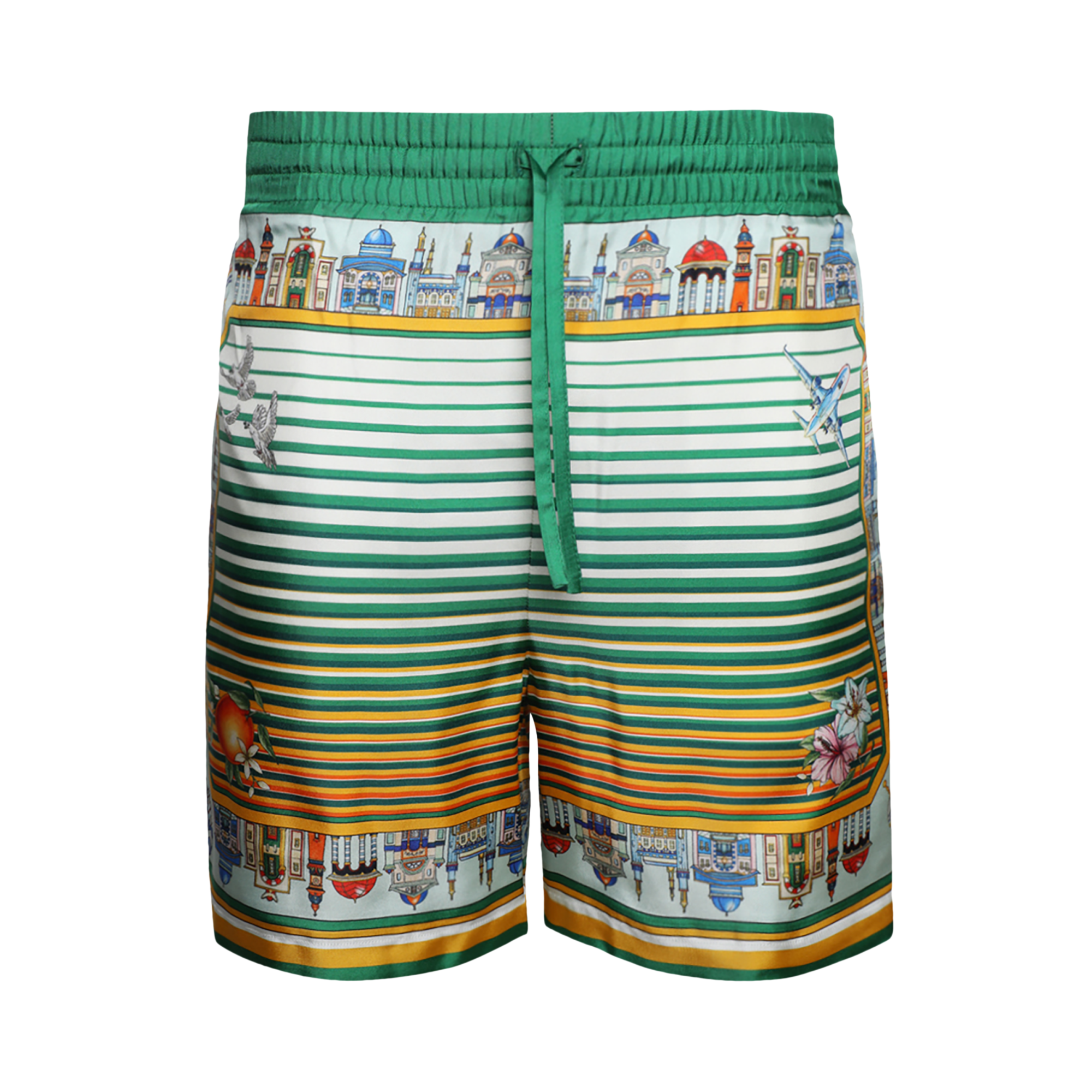 Pre-owned Casablanca Silk Shorts 'cityscape' In Multi-color