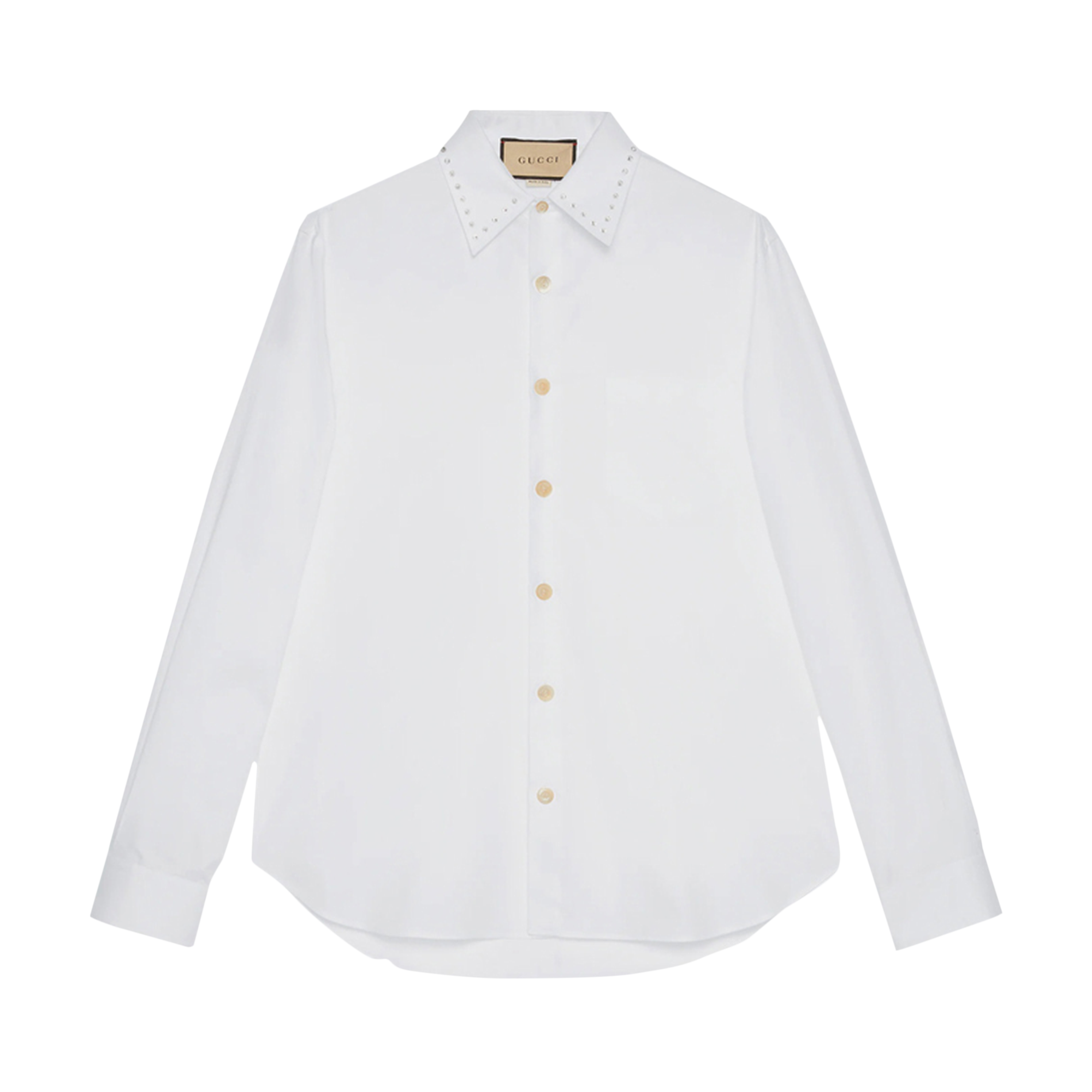 Pre-owned Gucci Oxford Shirt With Crystal Embroidery 'white/mix'