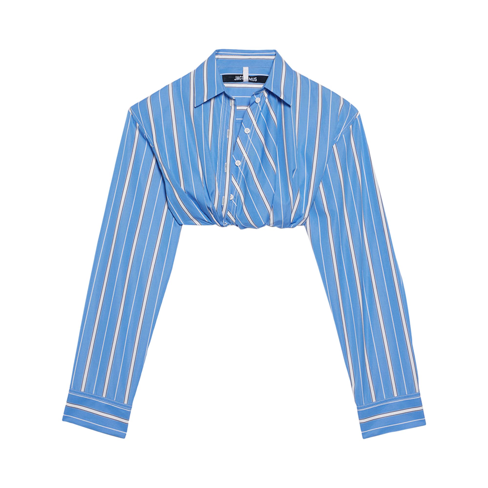 Jacquemus La Chemise Bahia Courte Shirt 'Blue Stripes' | Black | Women's Size 40