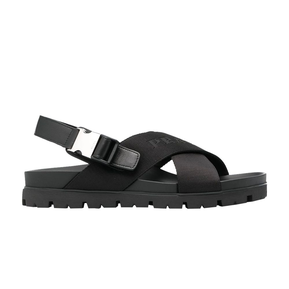 Prada Prada Crisscross Straps Buckle-Fastening Sandal 'Black' | Men's Size 6