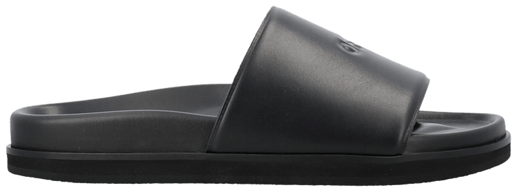 Off White Stamp Leather Sliders Black