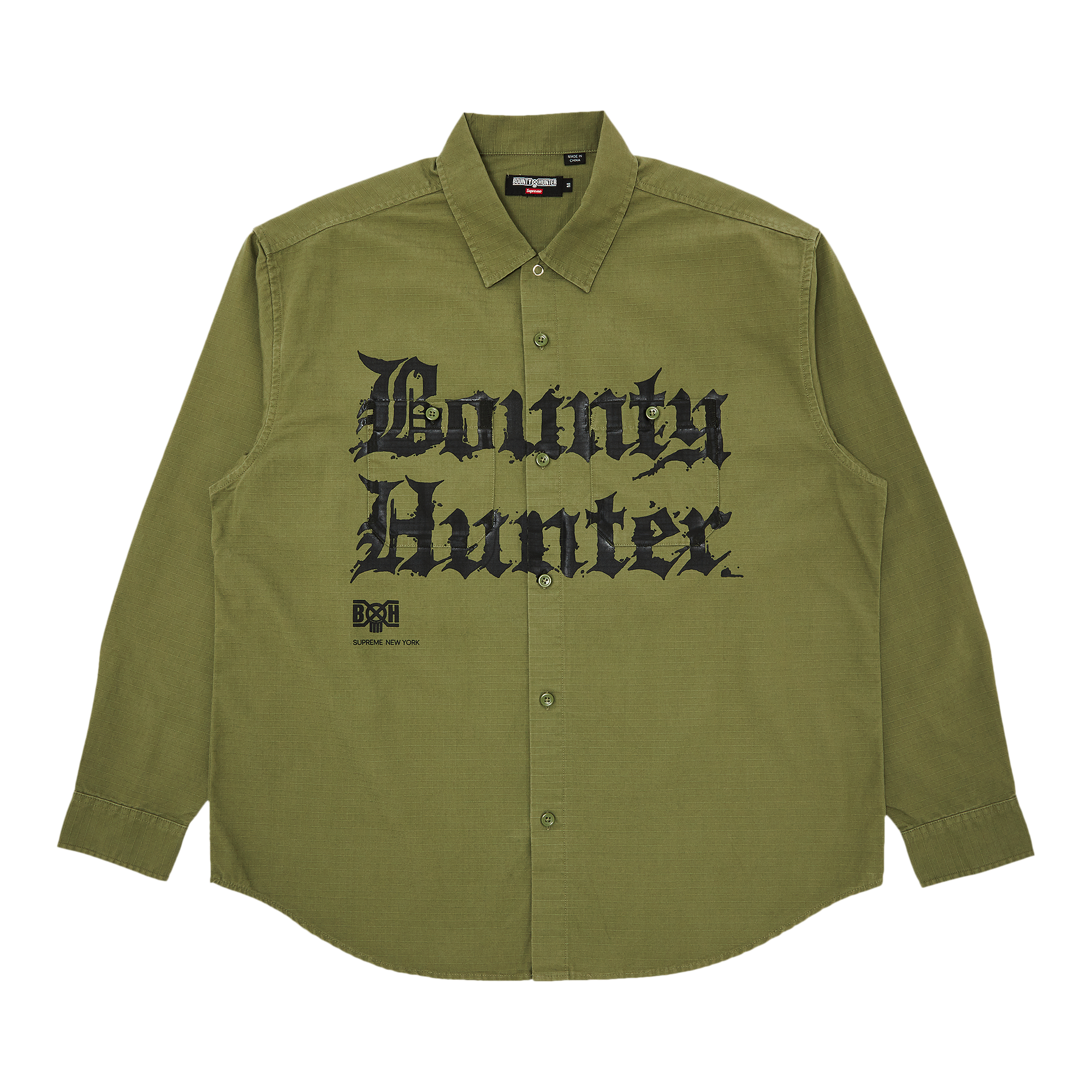 Pre-owned Supreme X Bounty Hunter Ripstop Shirt 'olive' In Green