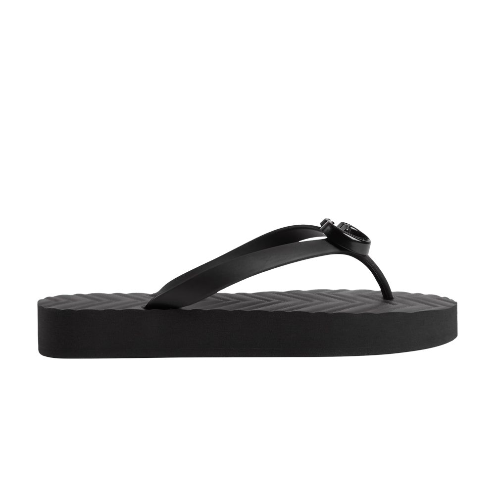 Pre-owned Gucci Wmns Chevron Thong Sandal 'black'