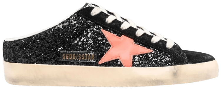Golden Goose Wmns Superstar Sabot Glitter   Black Coral Red