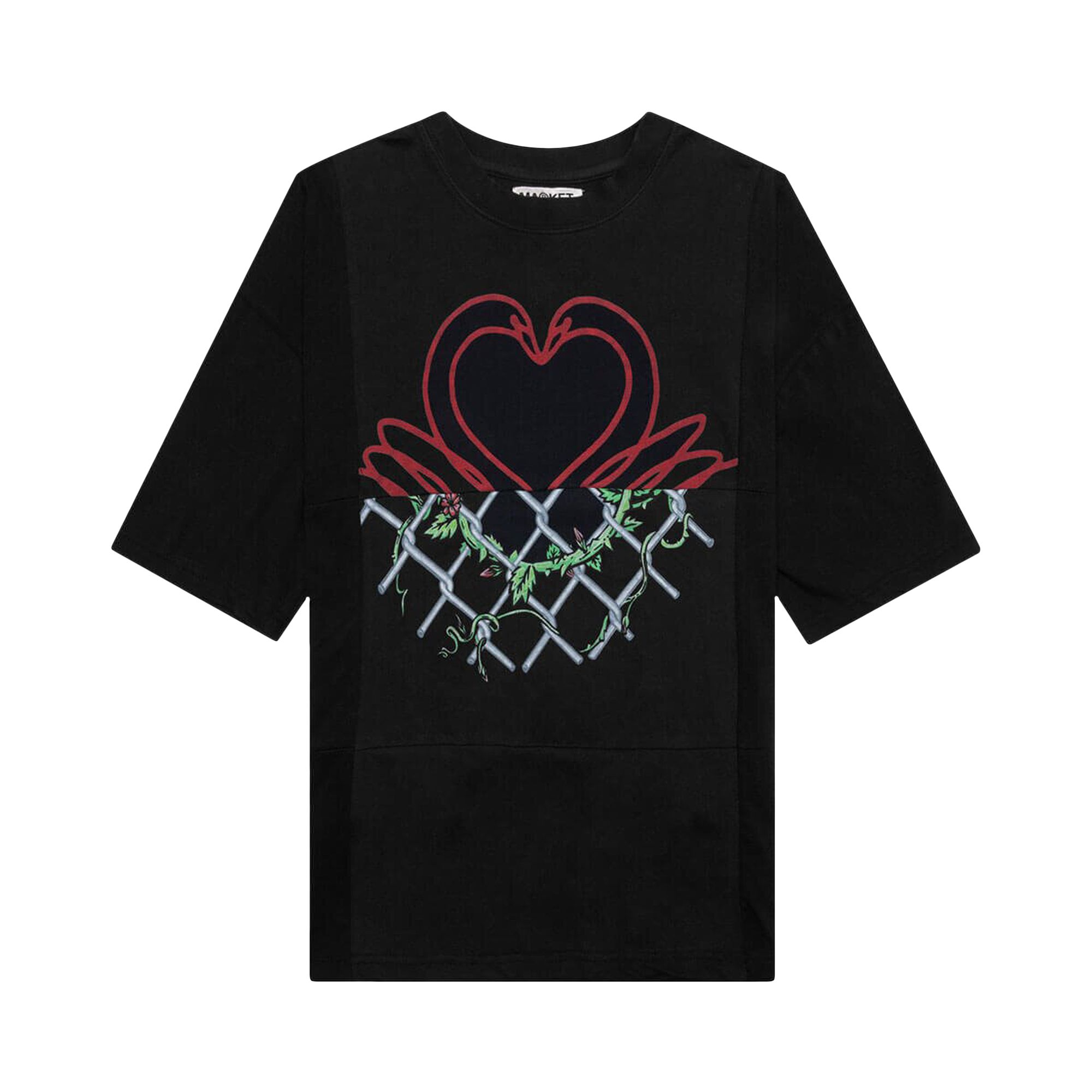 Pre-owned Market Reworked Grid T-shirt 'overdyed Black' | Men's Size Xxl