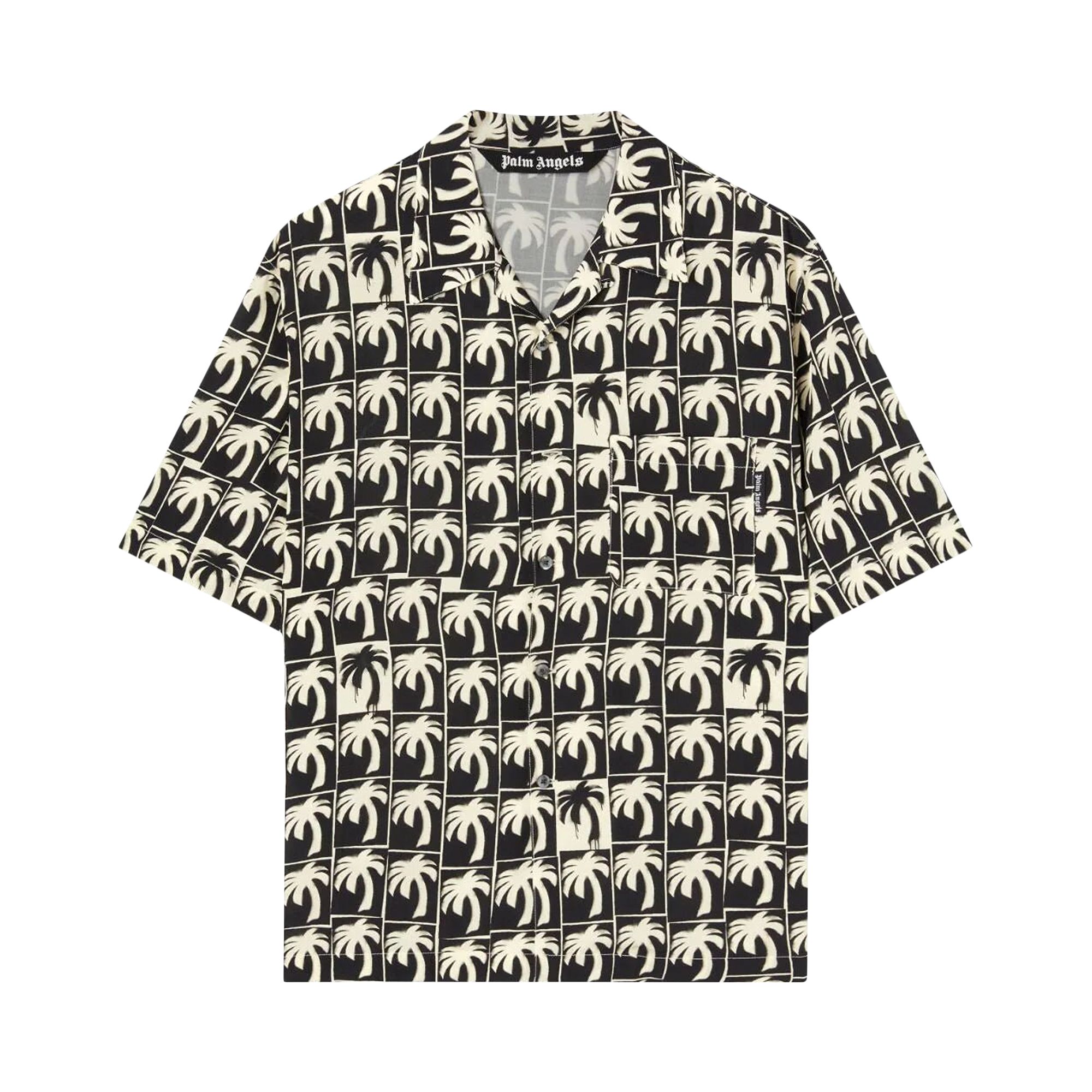 Pre-owned Palm Angels Dripping Palms Bowling Shirt 'black/off White' | Men's Size 50