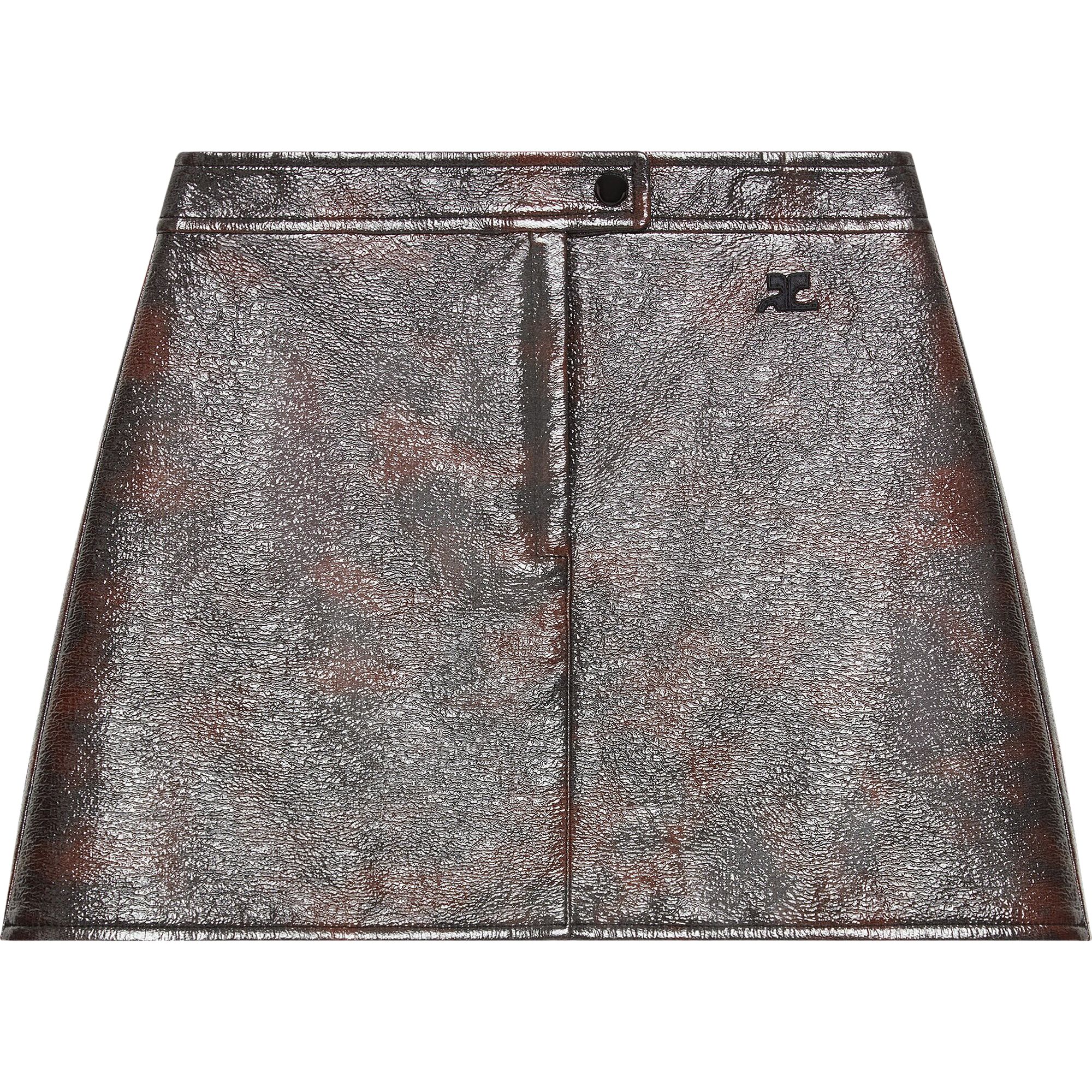 Courrèges Vinyl Mini Skirt 'Havana/Tortoise' | Brown | Women's Size 40