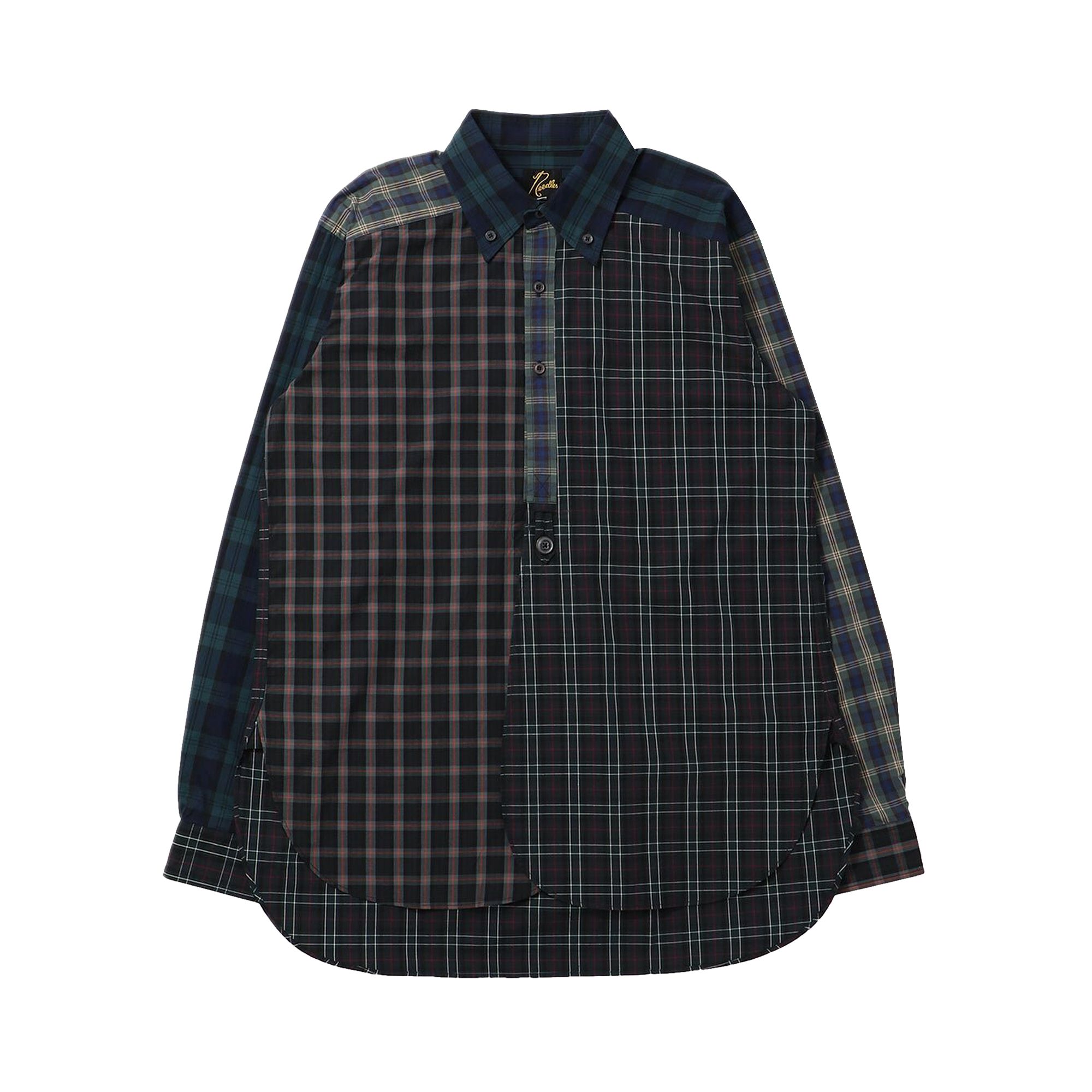 Pre-owned Needles B.d. Edw Plaid Cloth Shirt 'navy' | Blue | Men's Size S