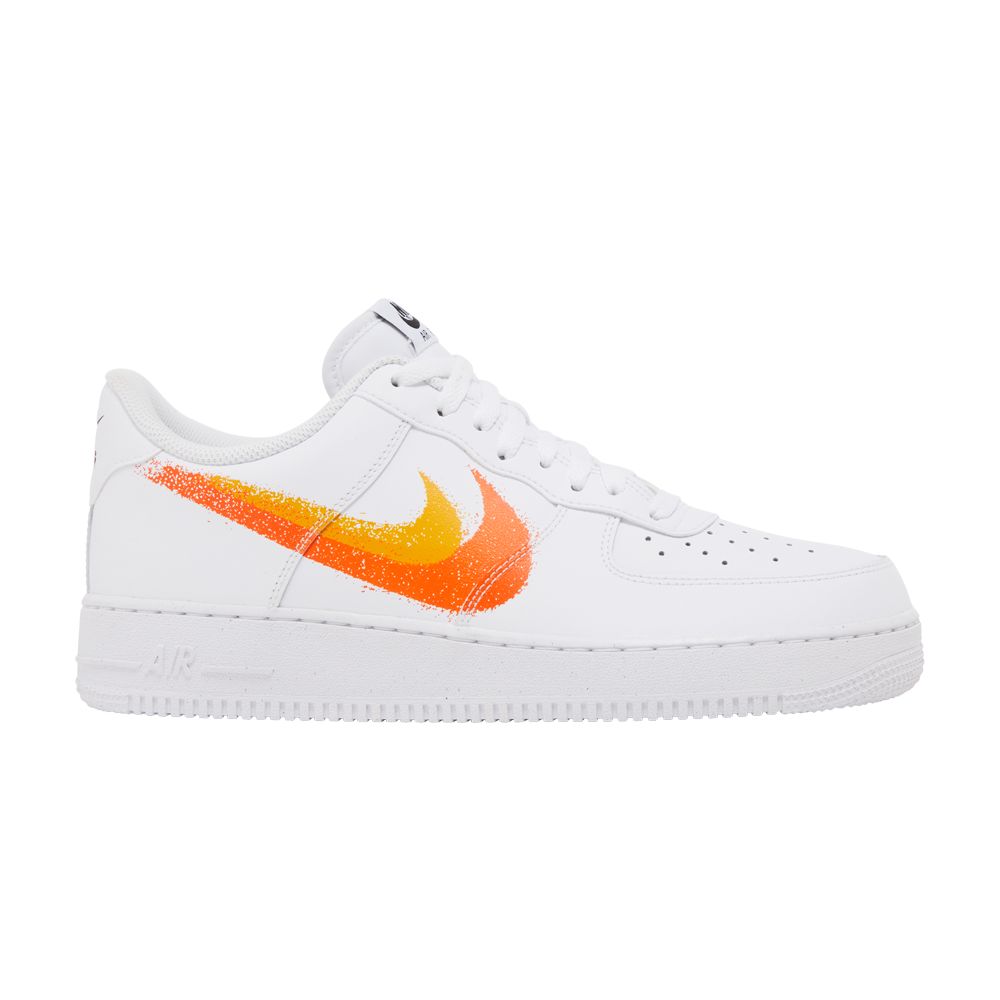 Nike Air Force 1 '07 'Spray Paint Swoosh - Safety Orange' | White | Men's Size 8.5