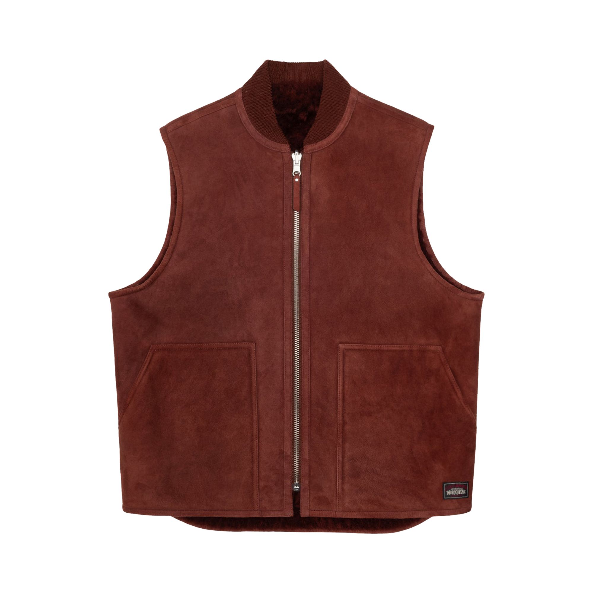 Stussy Reversible Shearling Workgear Vest 'Burgundy' | Red | Men's Size M