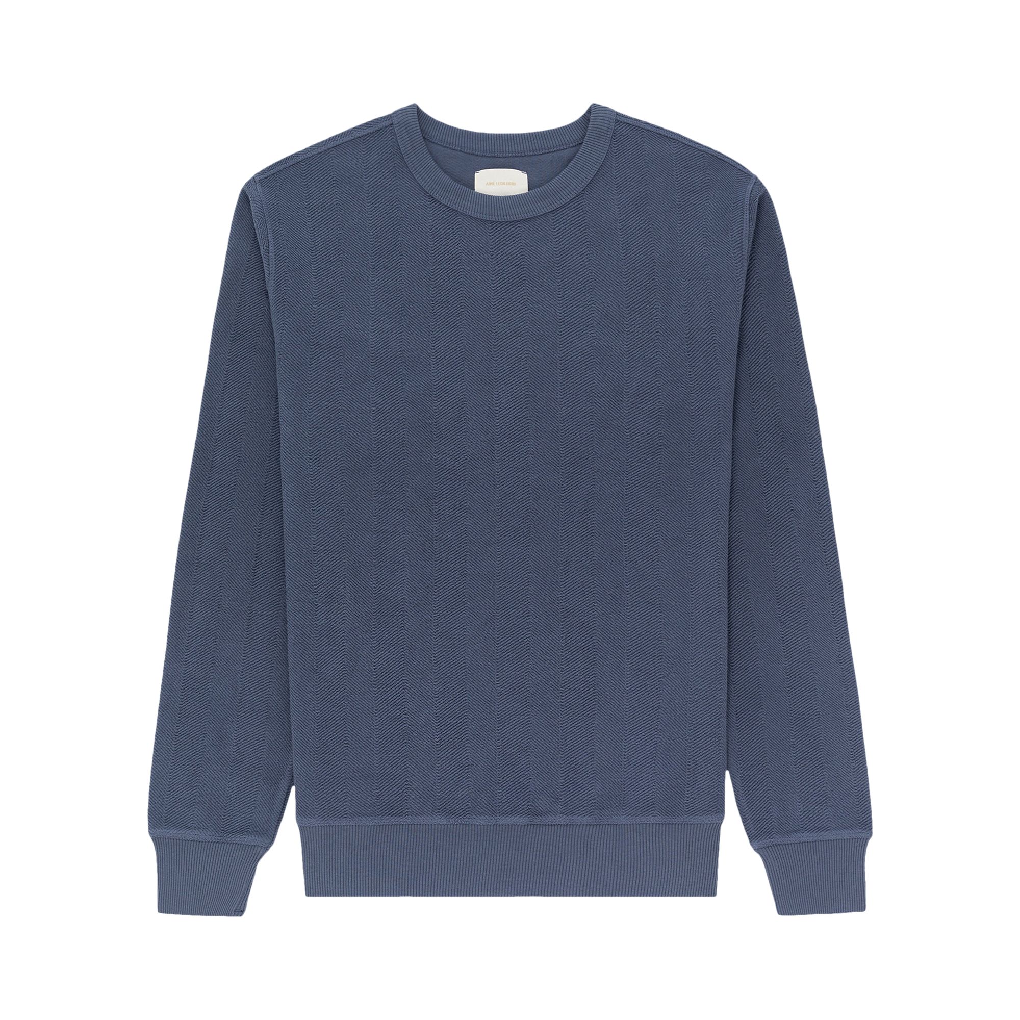 Pre-owned Aimé Leon Dore Herringbone Terry Uniform Crewneck Sweatshirt 'vintage Indigo' | Blue | Men's Size S