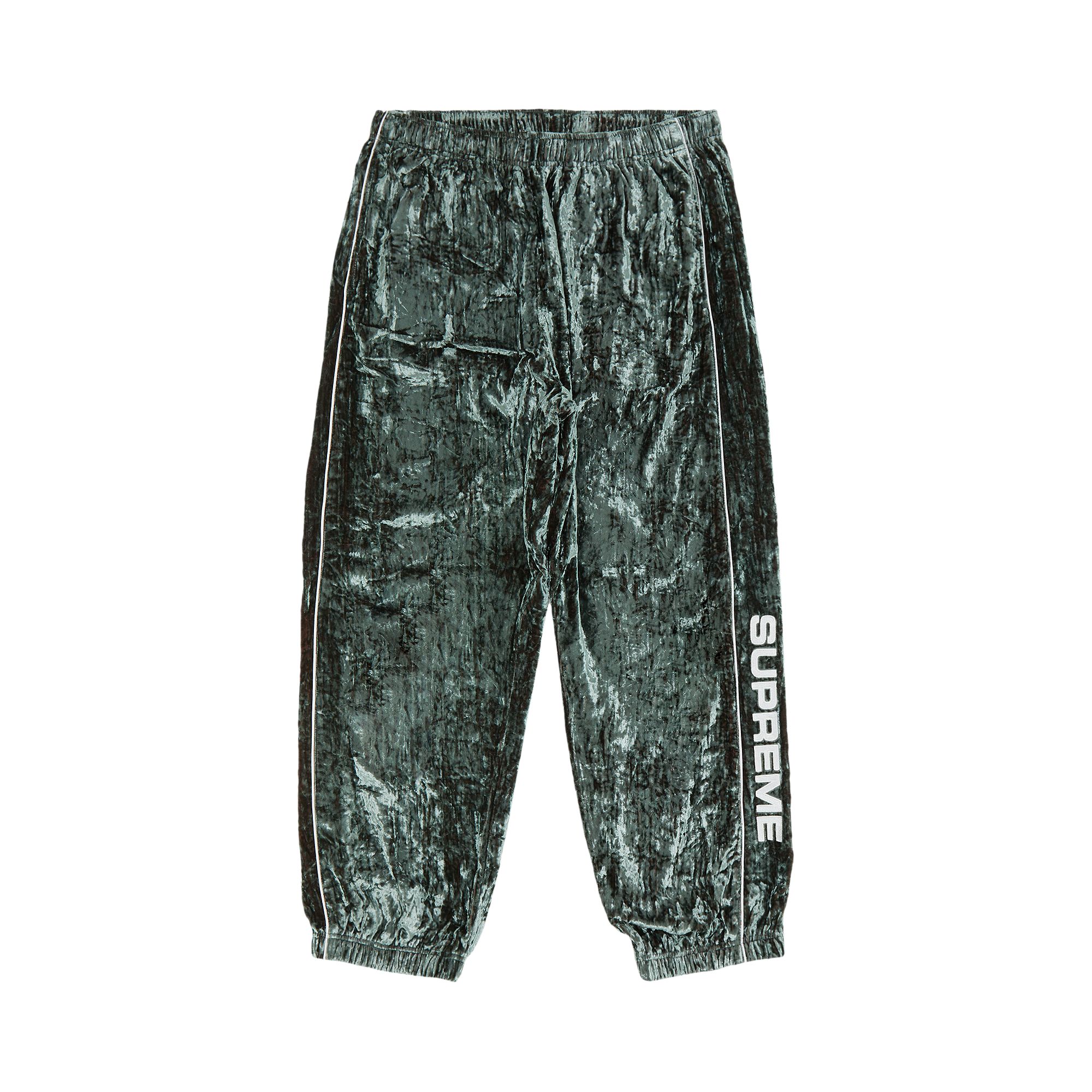 Pre-owned Supreme Crushed Velvet Track Pant 'olive' In Green