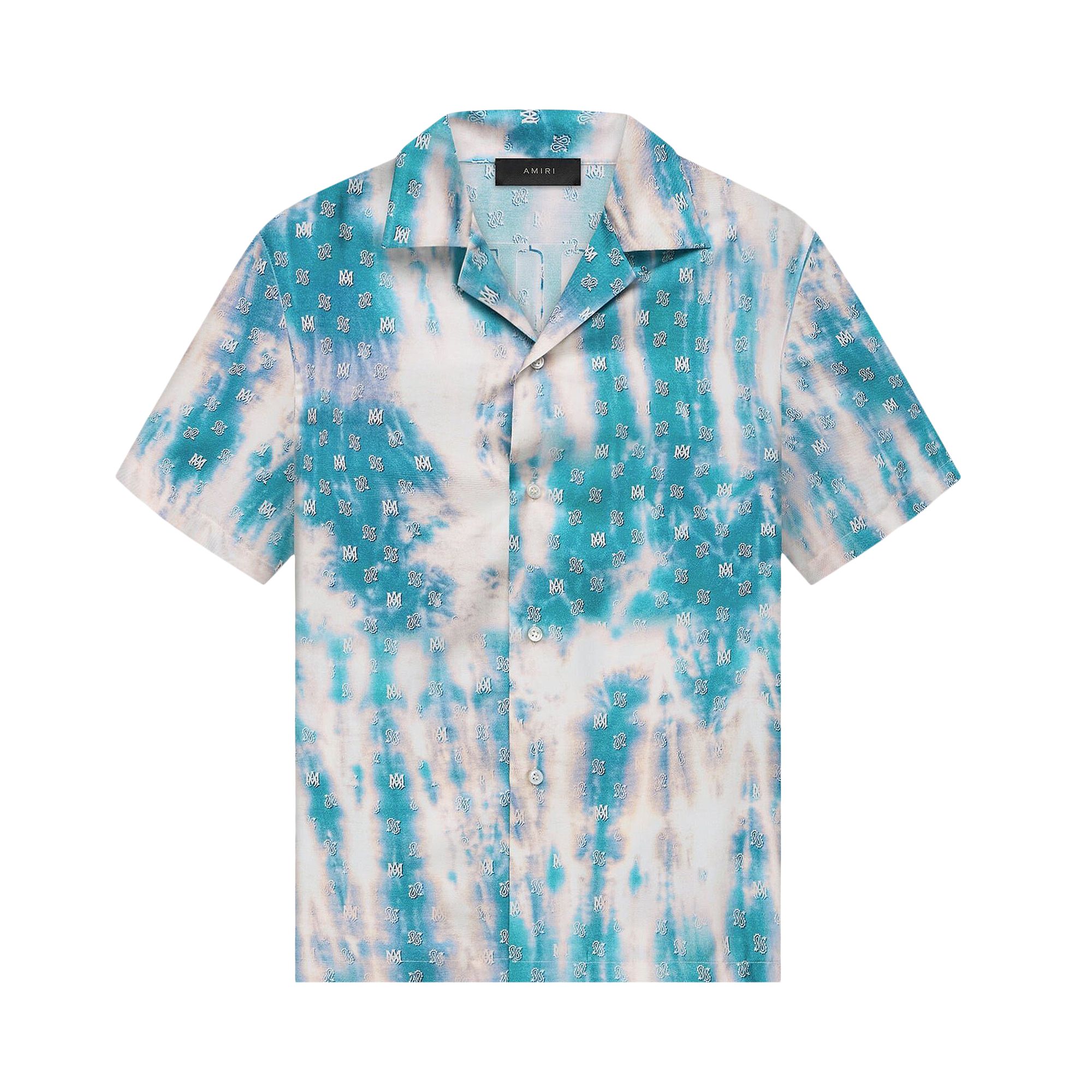 Pre-owned Amiri Bleached Ma Paisley Bowling Shirt 'aqua' | Multi-color | Men's Size L