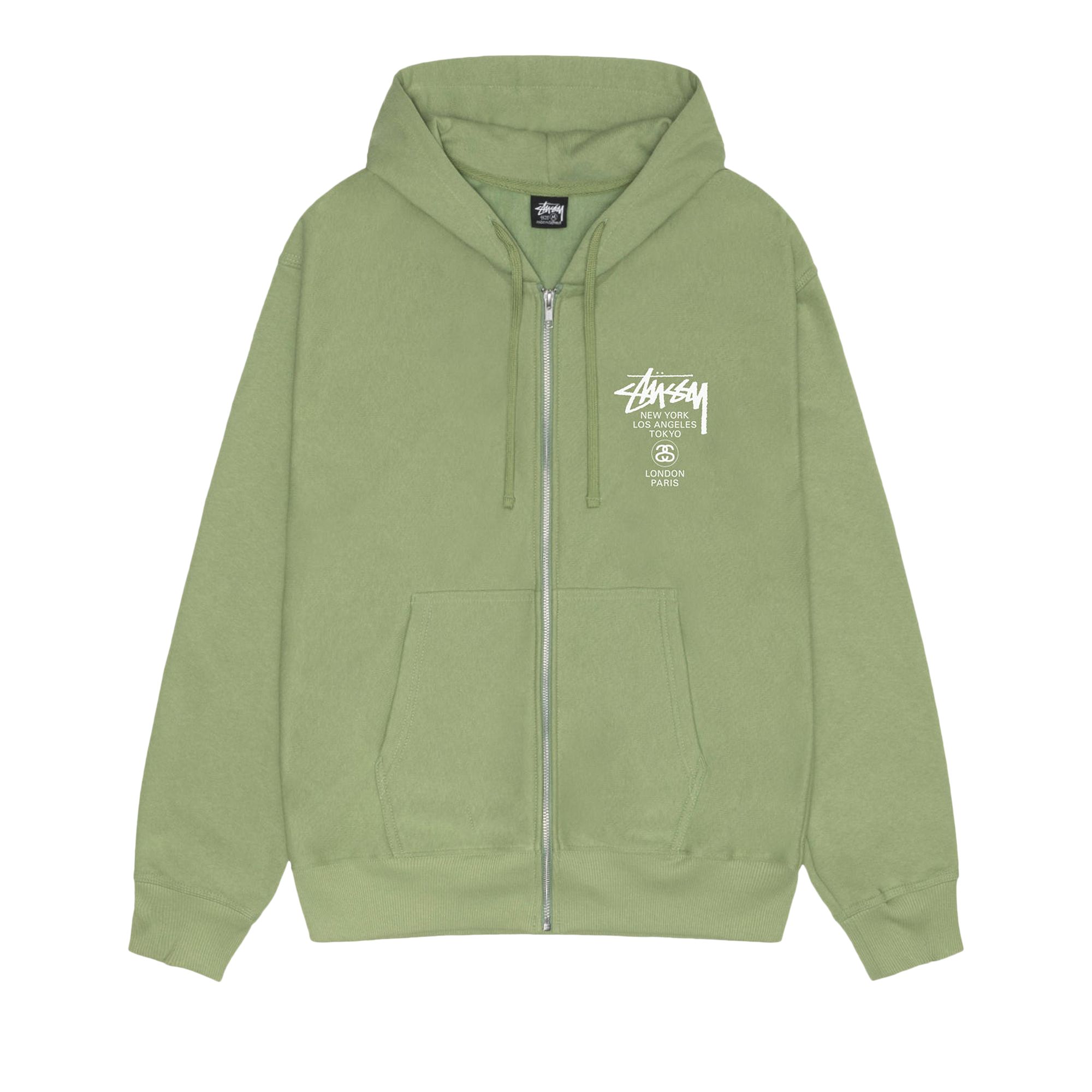 STUSSY STUSSY WORLD TOUR ZIP HOODIE 'MOSS'