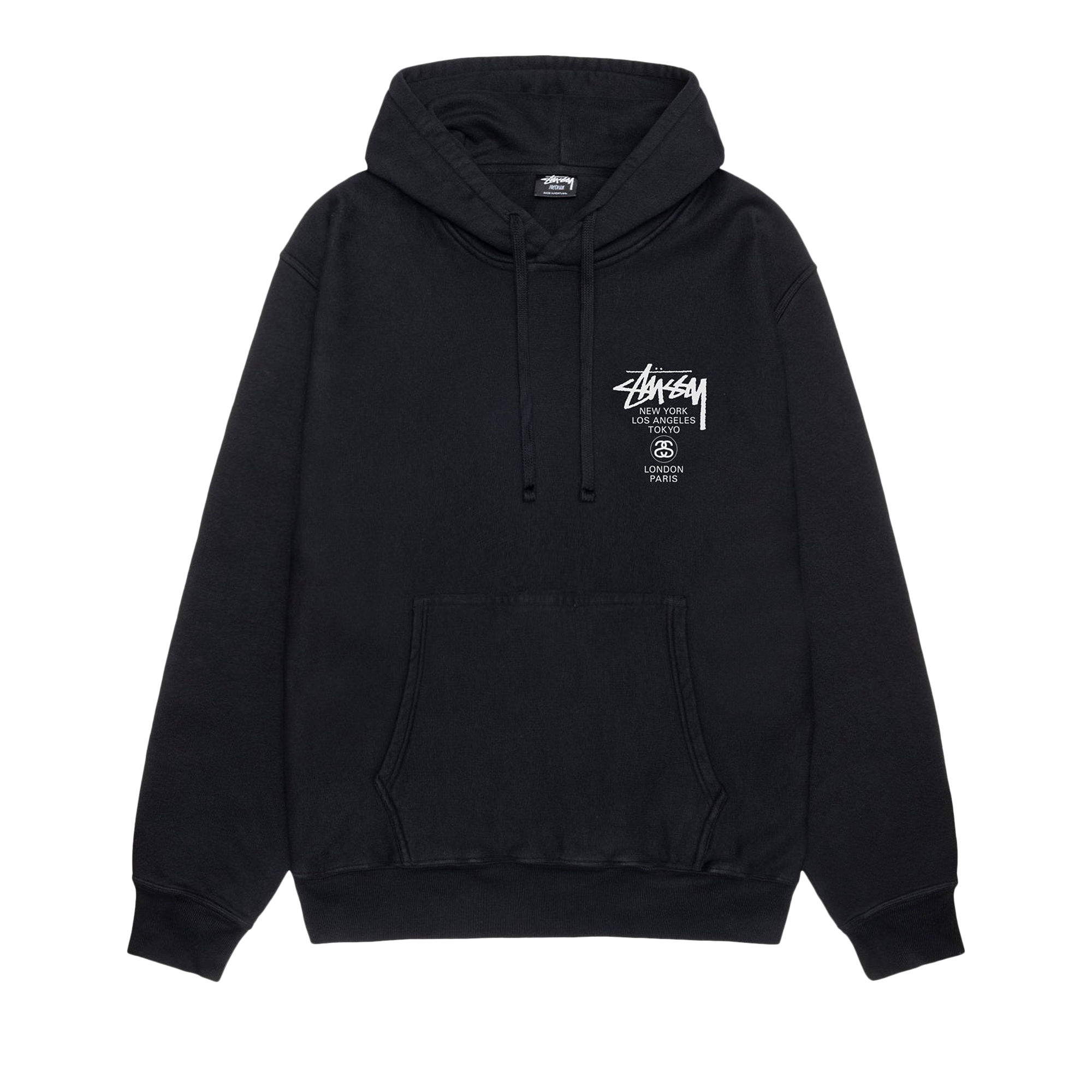 Pre-owned Stussy World Tour Pigment Dyed Hoodie 'black'