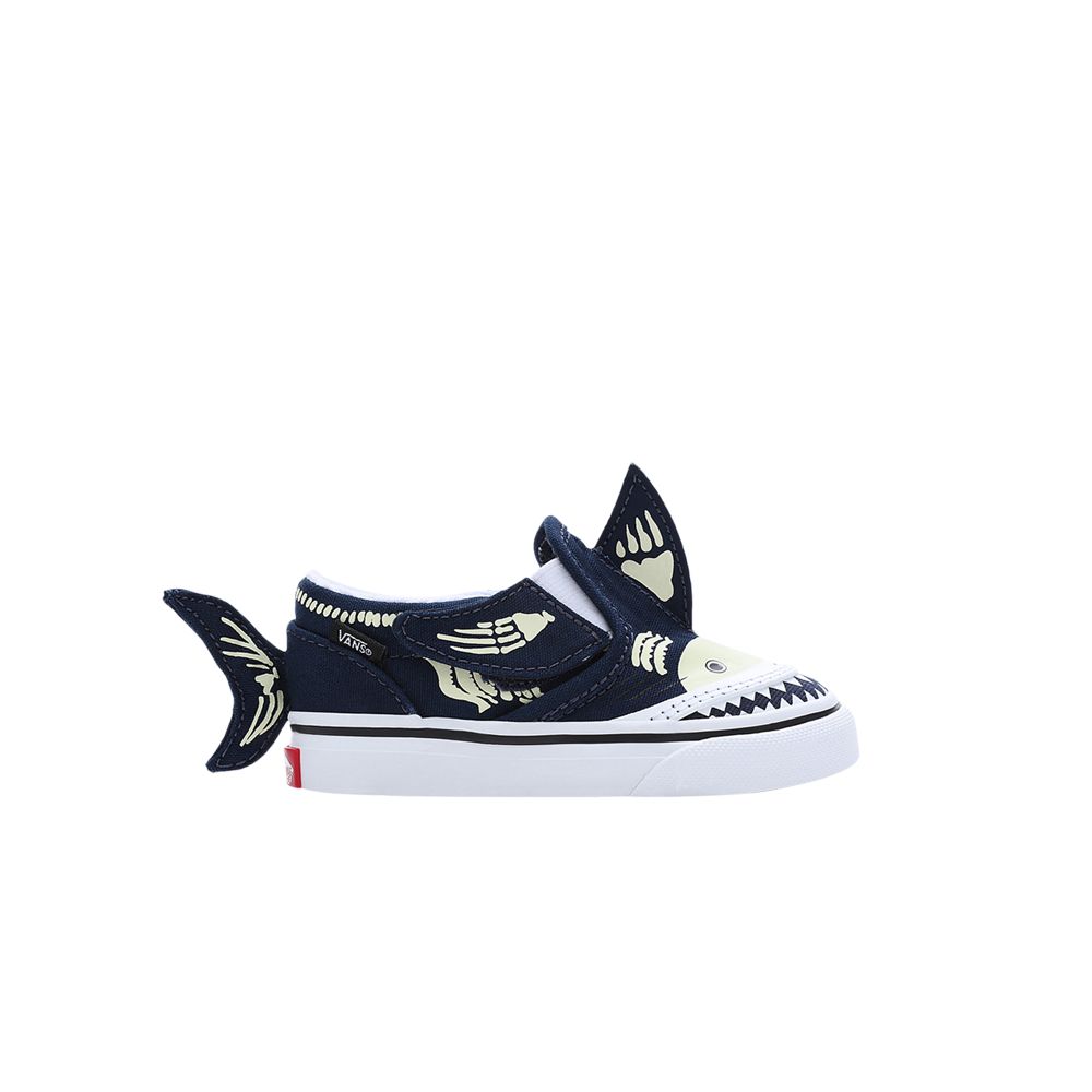 Pre-owned Vans Slip-on V Toddler 'shark Glow' | Blue | Infant Size 4.5