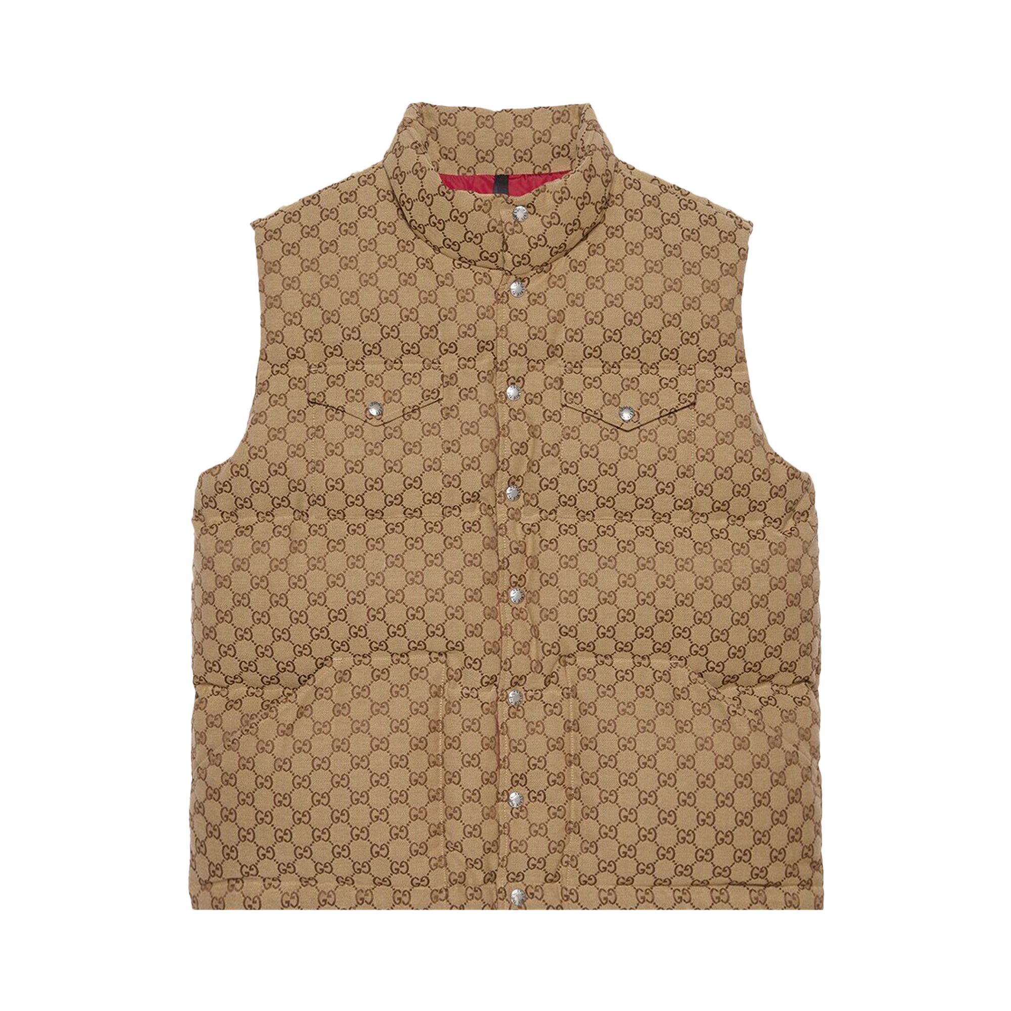 Pre-owned Gucci X The North Face Down Vest 'beige/ebony' In Tan