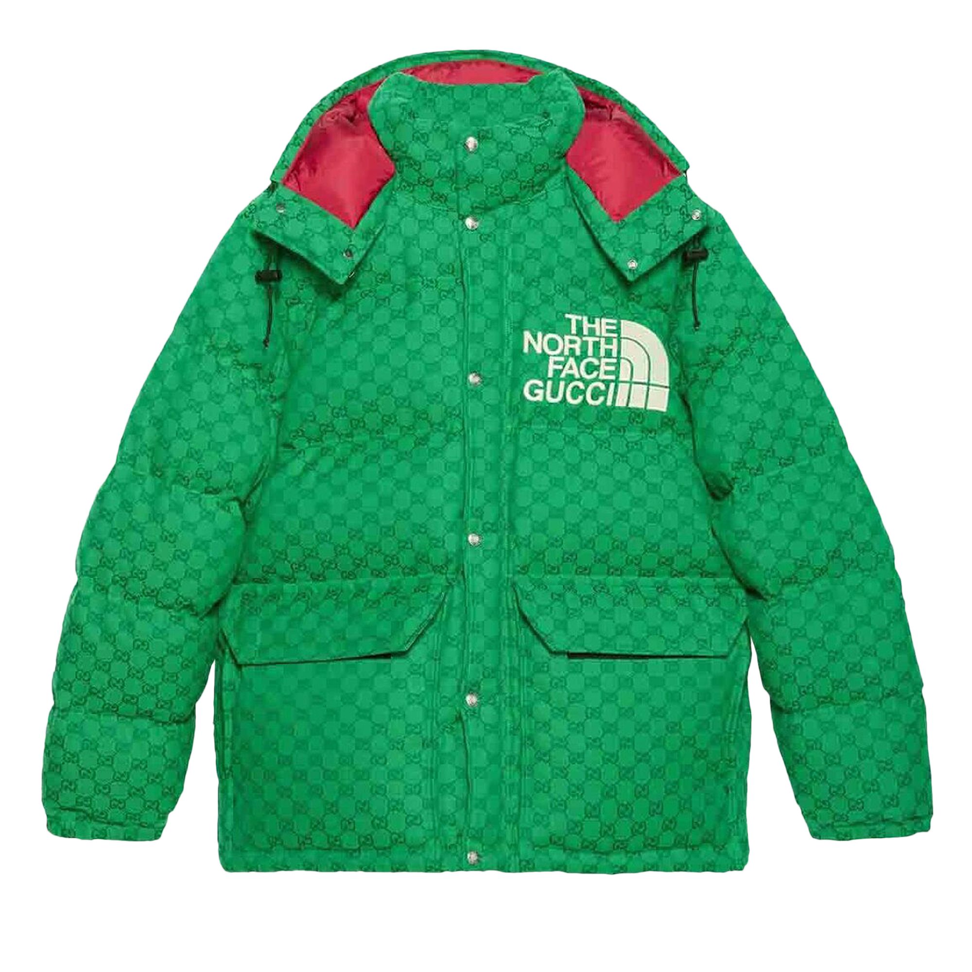 Pre-owned Gucci X The North Face Down Coat 'green/dark Green'