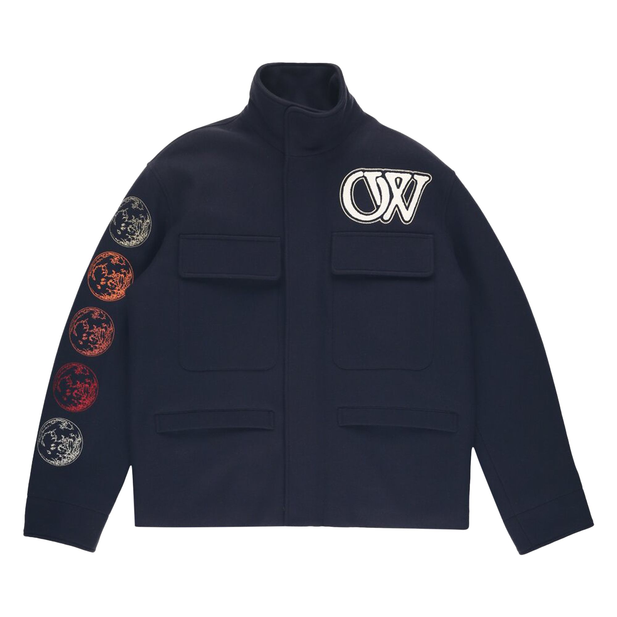 Pre-owned Off-white Moon Phase Varsity Jacket 'sierra Leone' | Blue | Men's Size M