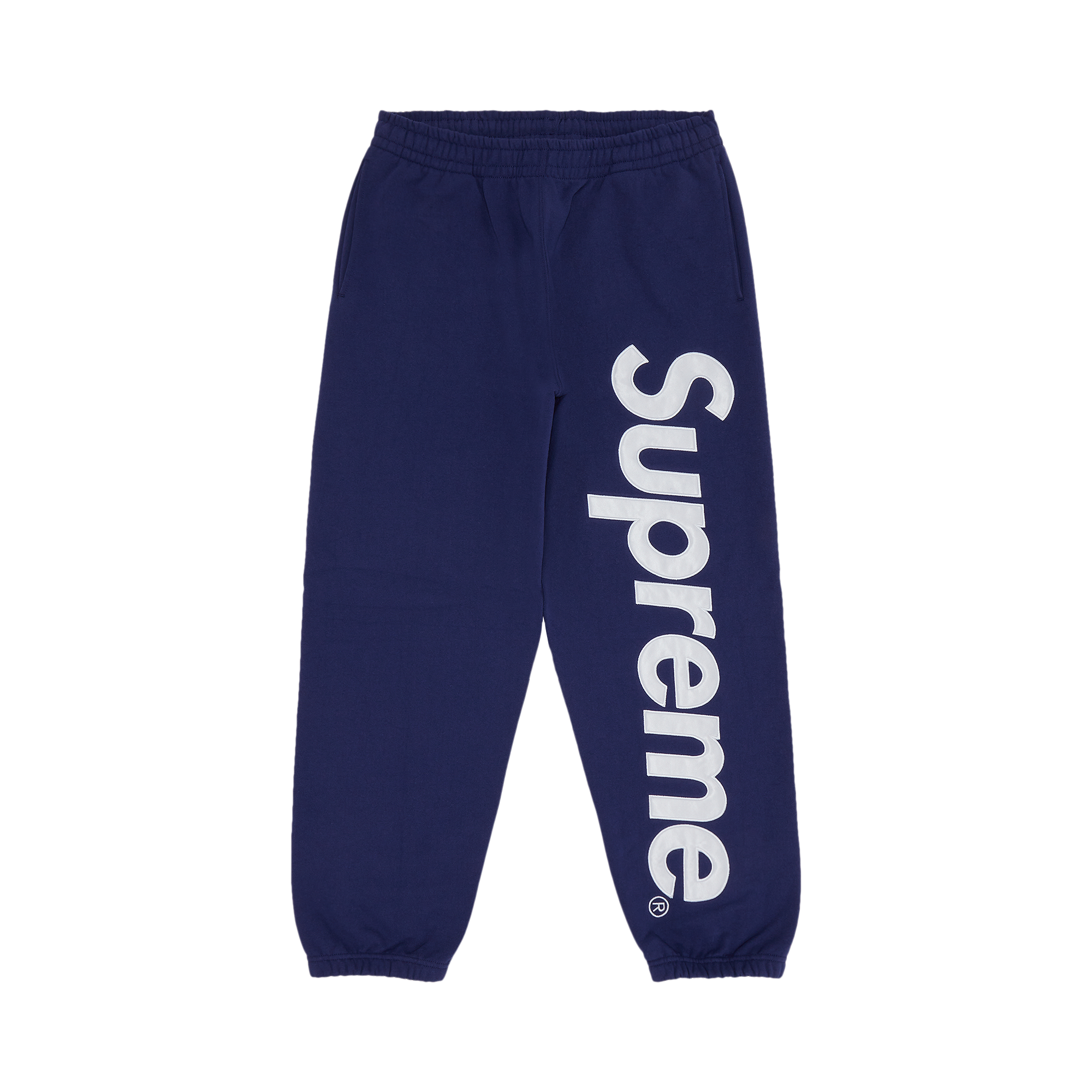 Pre-owned Supreme Satin Appliqué Sweatpant 'washed Navy' In Blue