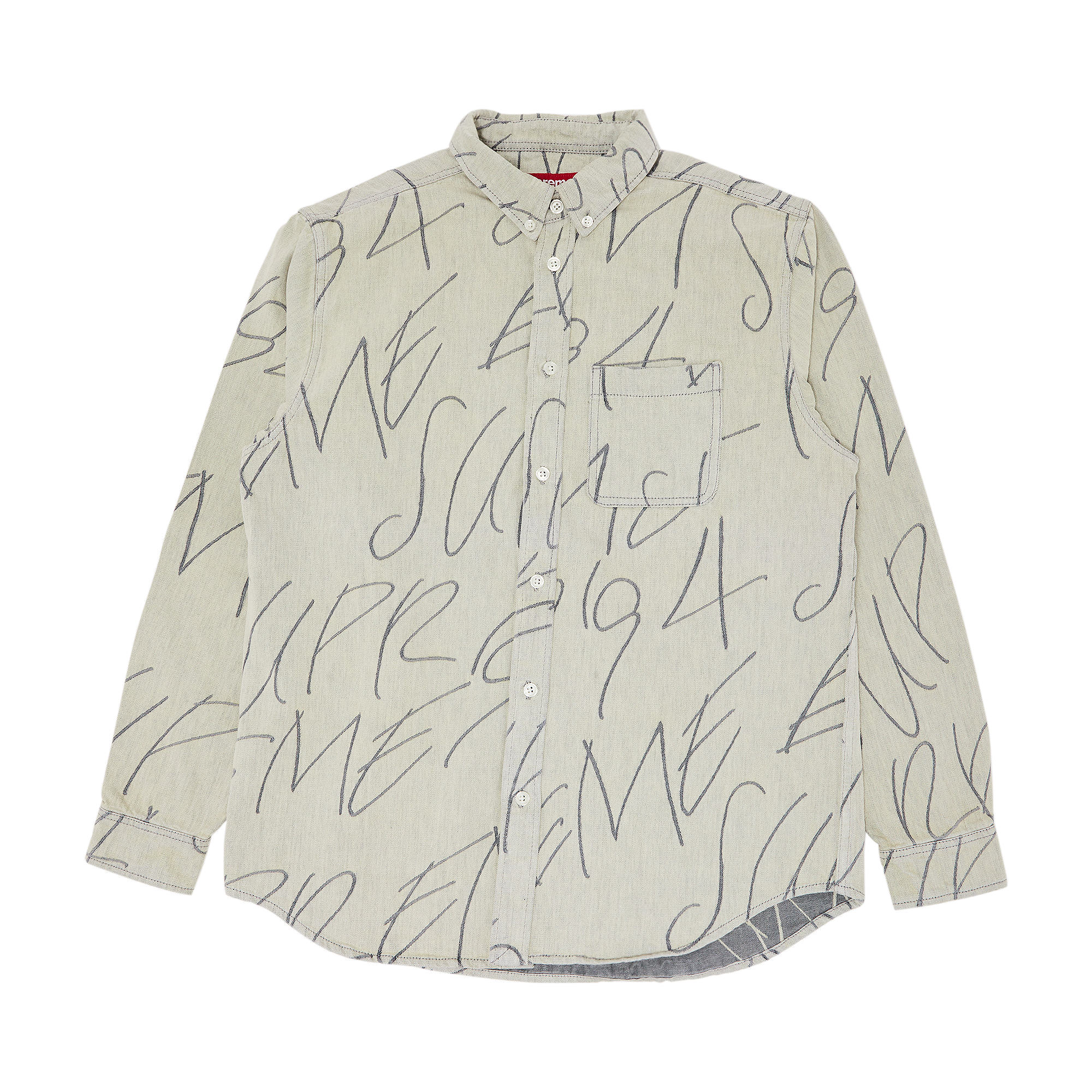 Pre-owned Supreme Handwriting Jacquard Denim Shirt 'dirty' In Cream