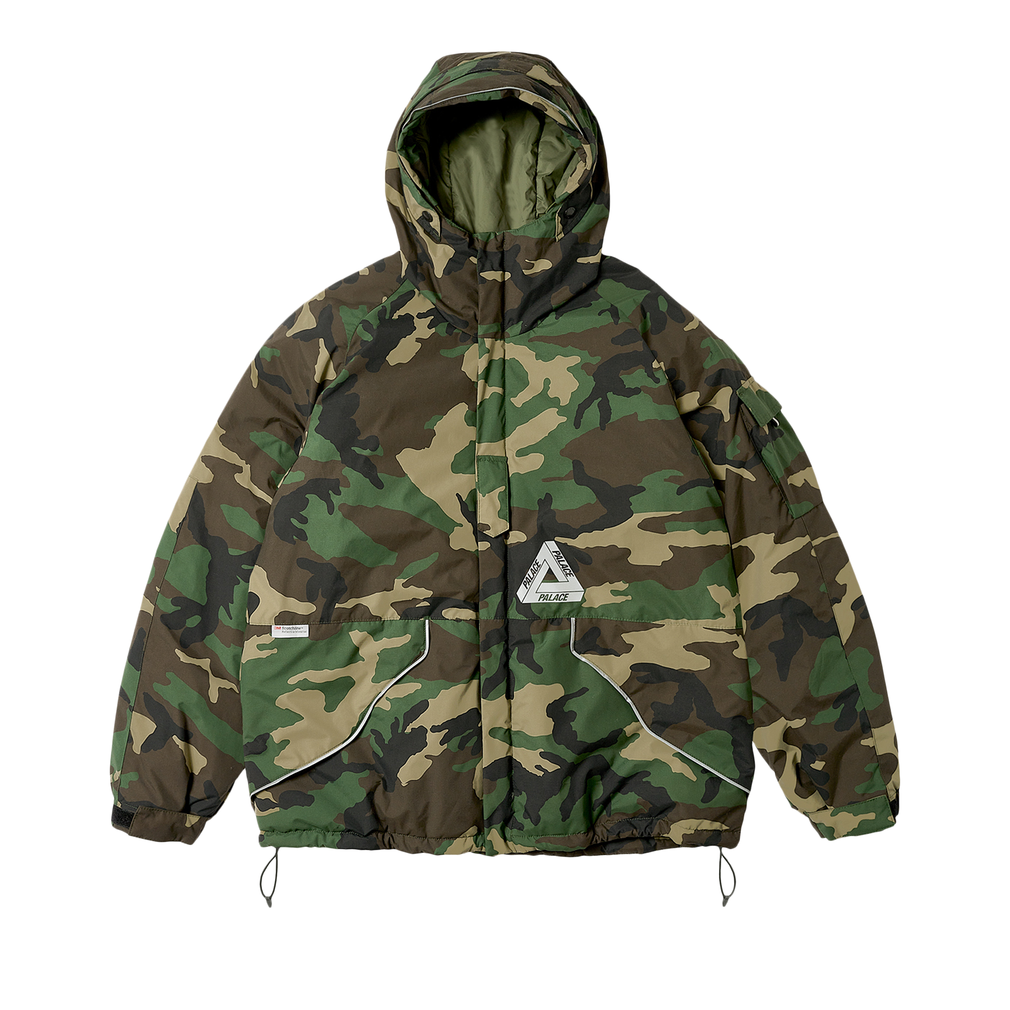 Pre-owned Palace P-tech Hooded Jacket 'camo' In Green