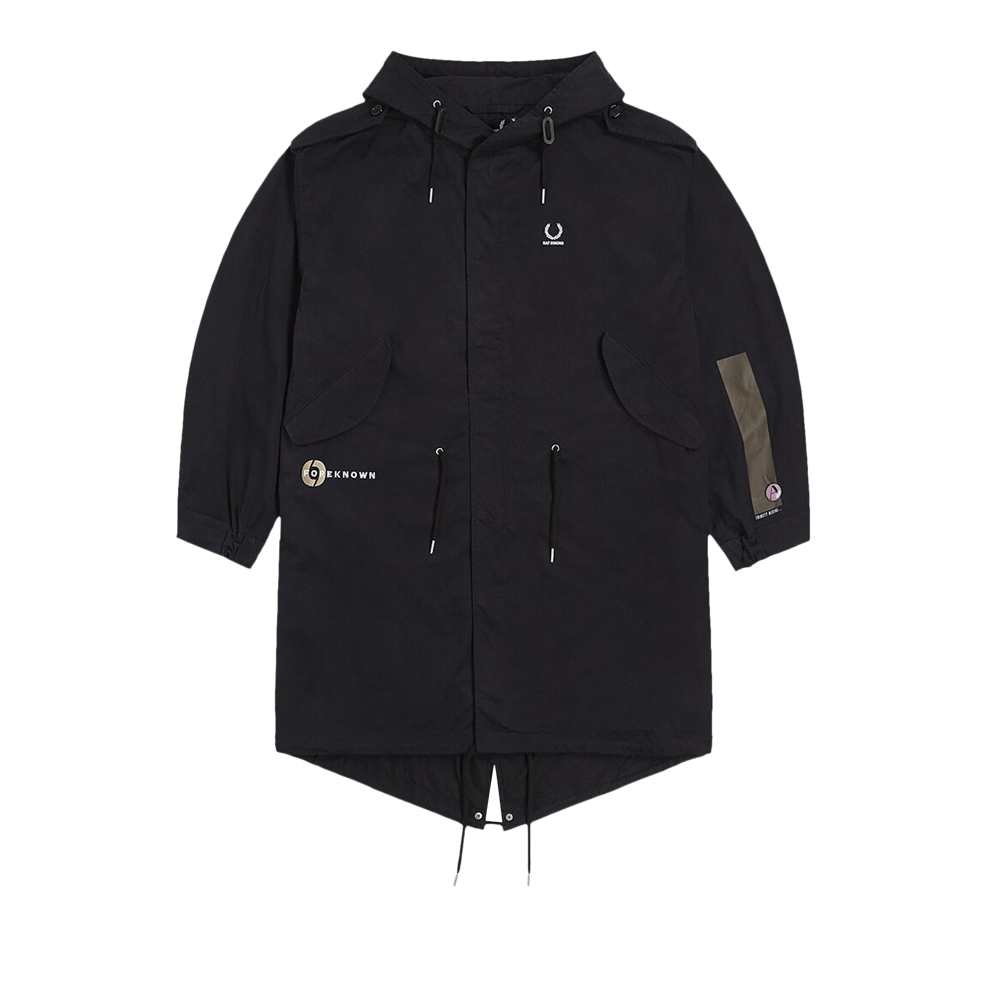 Pre-owned Fred Perry X Raf Simons Printed Patch Parka 'black'