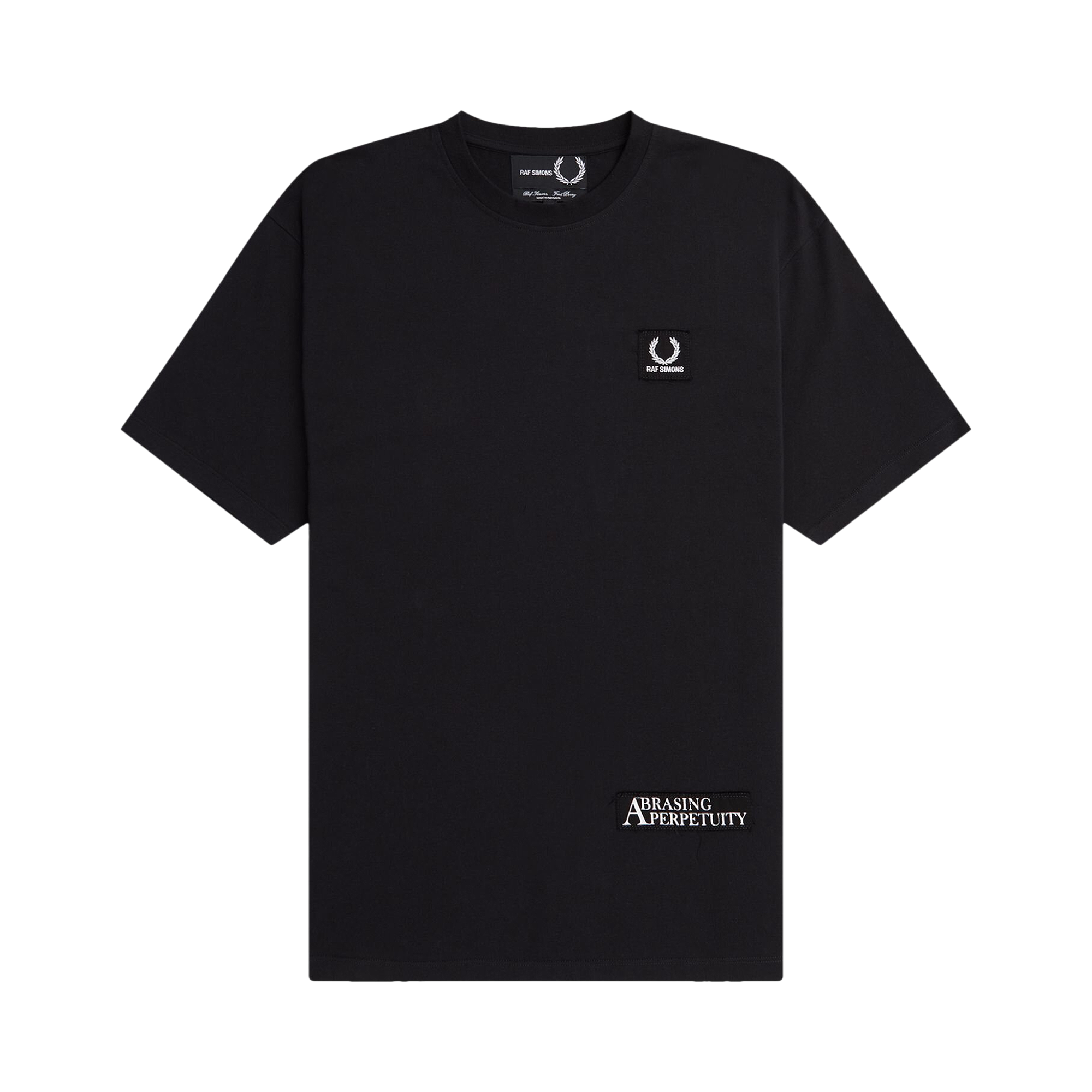 Pre-owned Fred Perry X Raf Simons Printed Patch Relaxed Tee 'black'