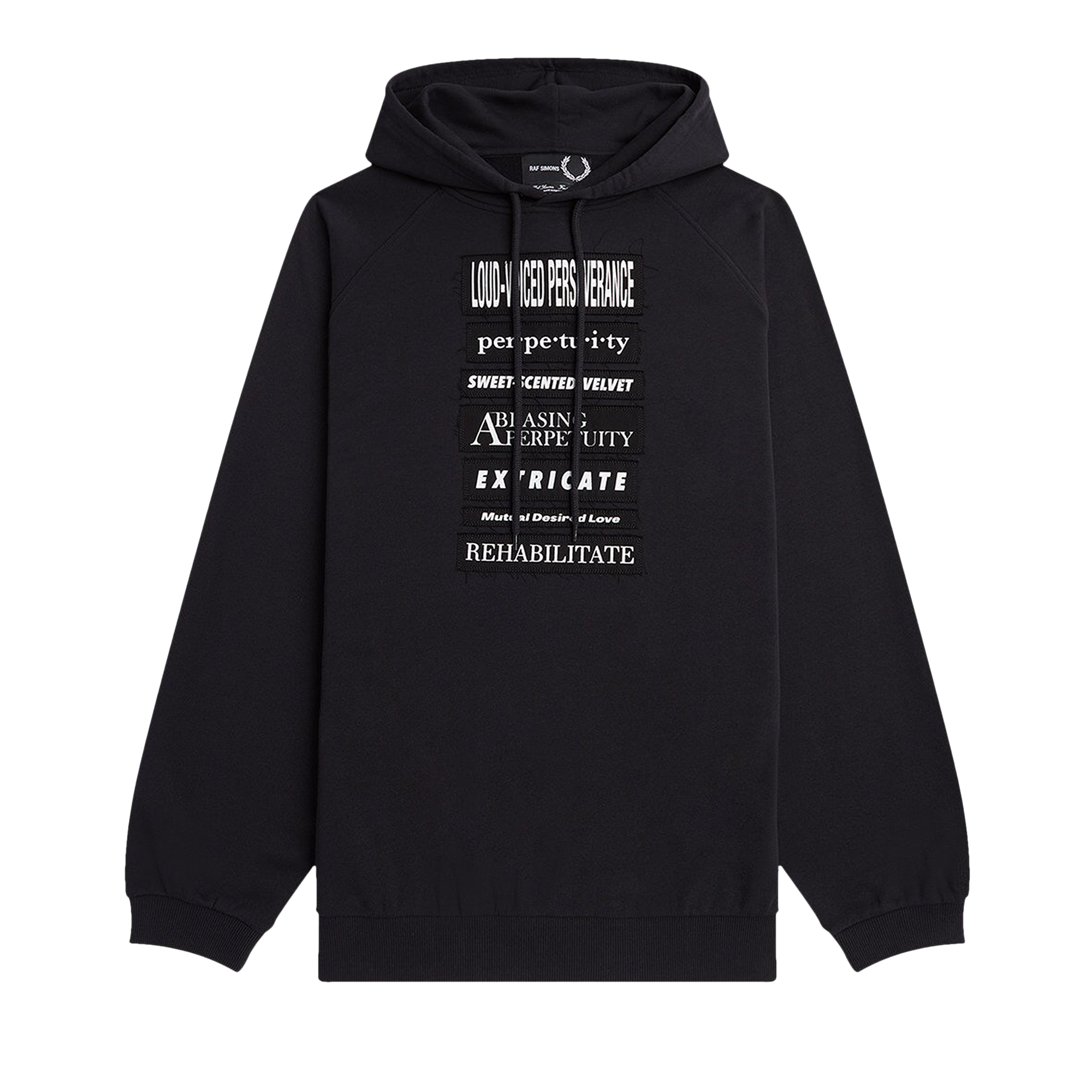 Pre-owned Fred Perry X Raf Simons Printed Patch Hooded Sweat 'black'