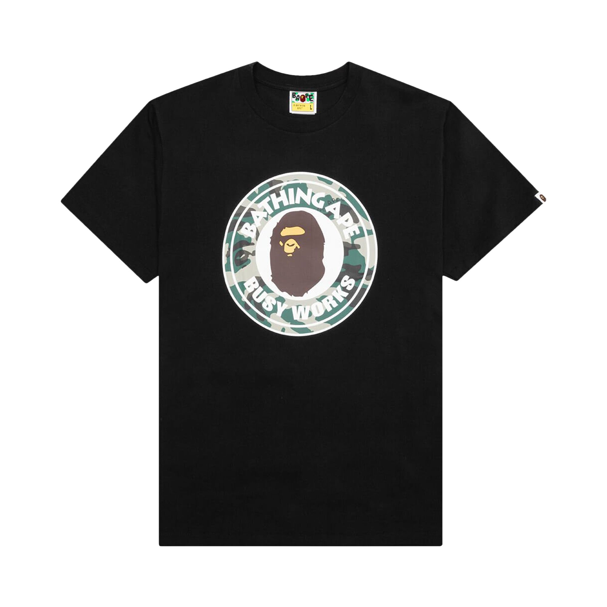 BAPE Woodland Camo Busy Works Tee 'Black' | Men's Size S