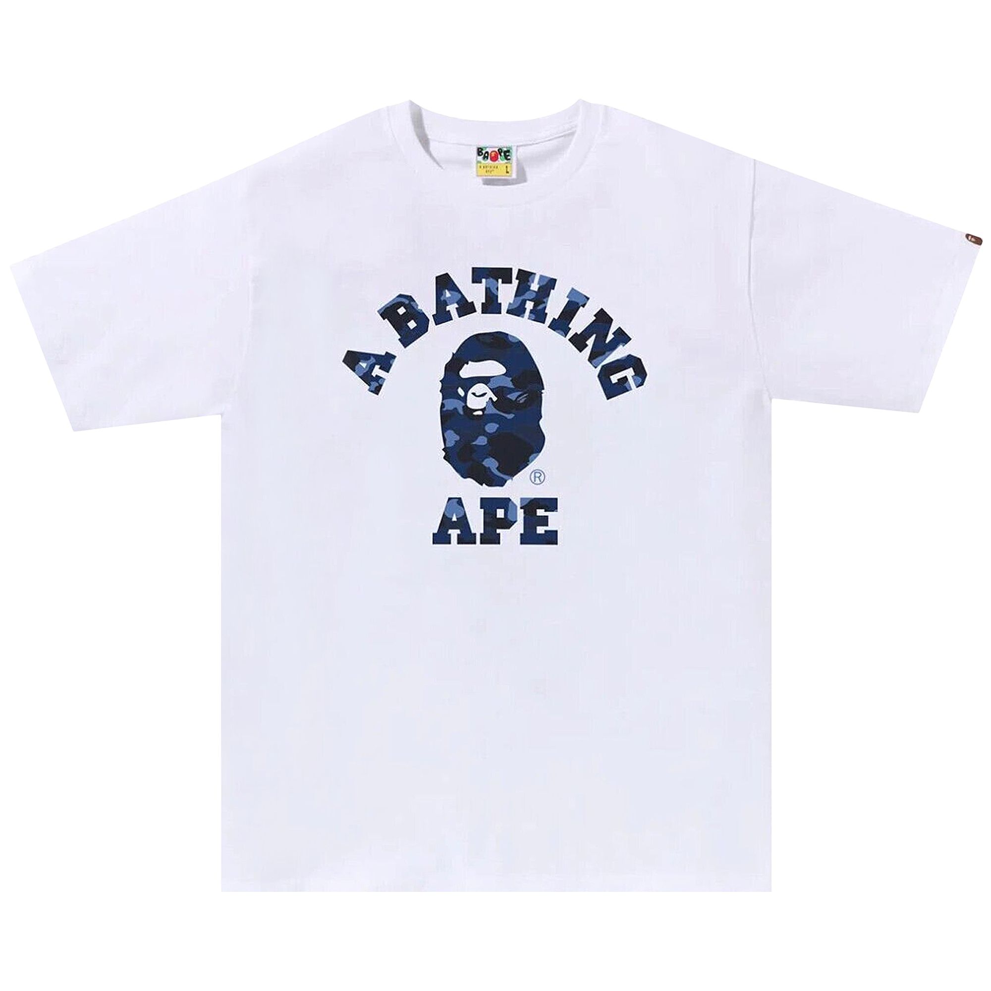 Pre-owned Bape Color Camo College Tee 'white/navy'