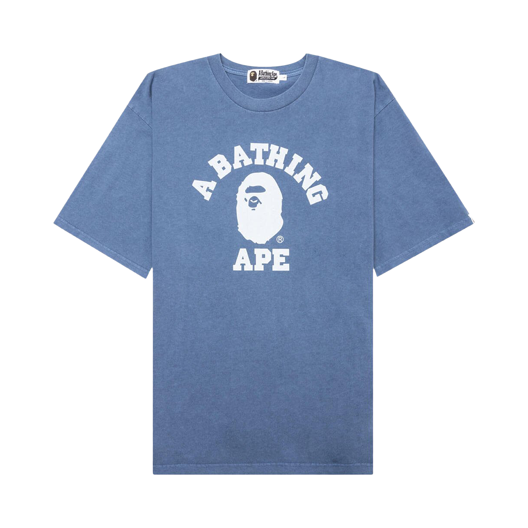 Pre-owned Bape Pigment Dyed College Relaxed Fit Tee 'navy' In Blue