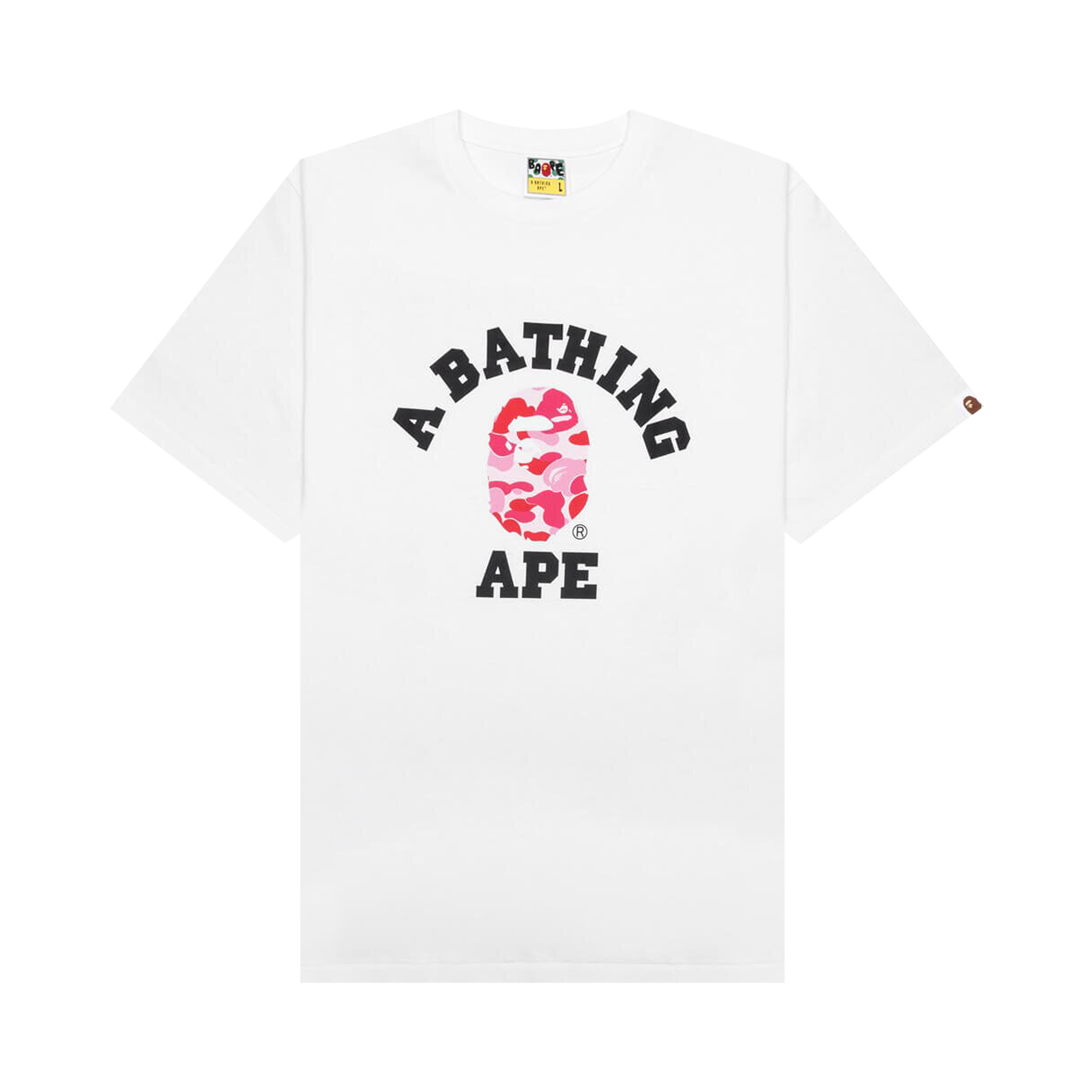 Pre-owned Bape Abc Camo College Tee 'white/pink'