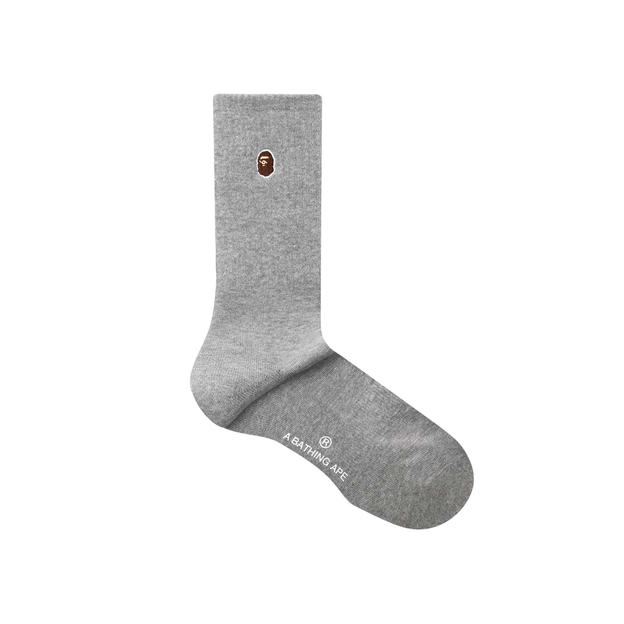 Pre-owned Bape Ape Head One Point Socks 'grey'