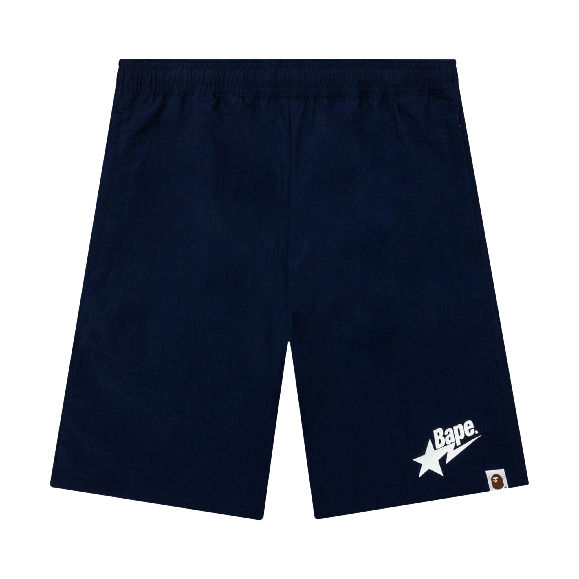 Pre-owned Bape Sta Logo Beach Shorts 'navy' In Blue