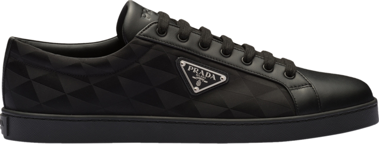 Prada Leather and Re-Nylon Sneaker 'Black Symbole Motif Pattern'