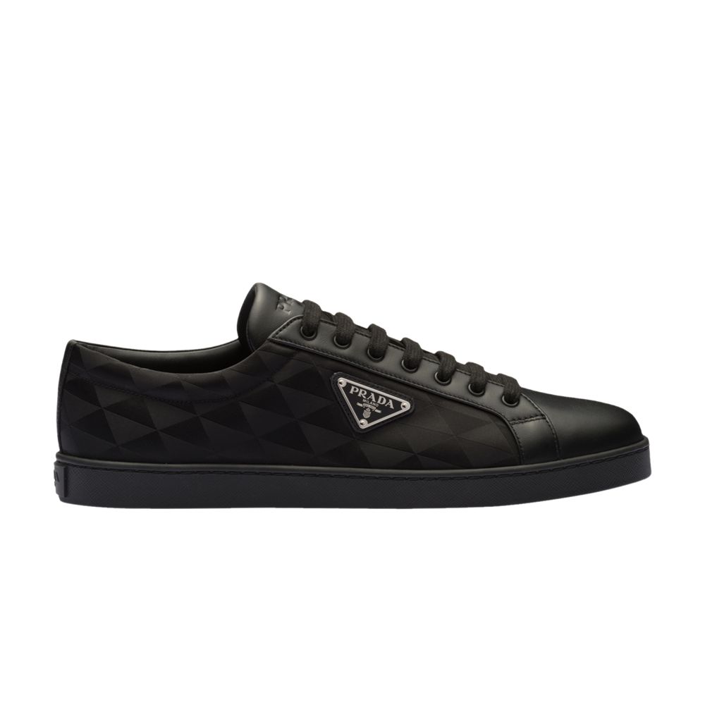 Pre-owned Prada Leather And Re-nylon Sneaker 'black Symbole Motif Pattern'