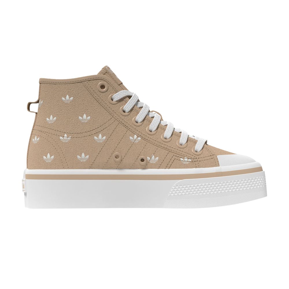 Pre-owned Adidas Originals Wmns Nizza Platform Mid 'beige Trefoil Monogram' In Tan