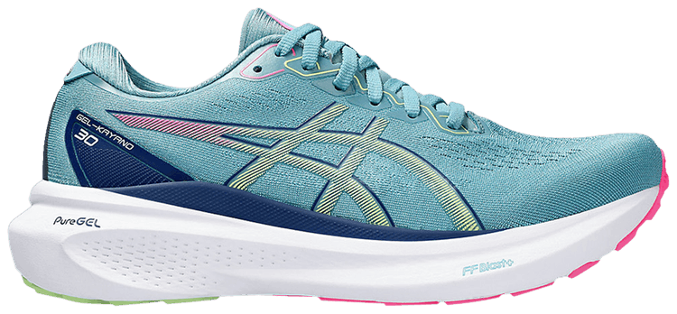 Asics Wmns Gel Kayano 30 Wide Gris Blue Lime Green
