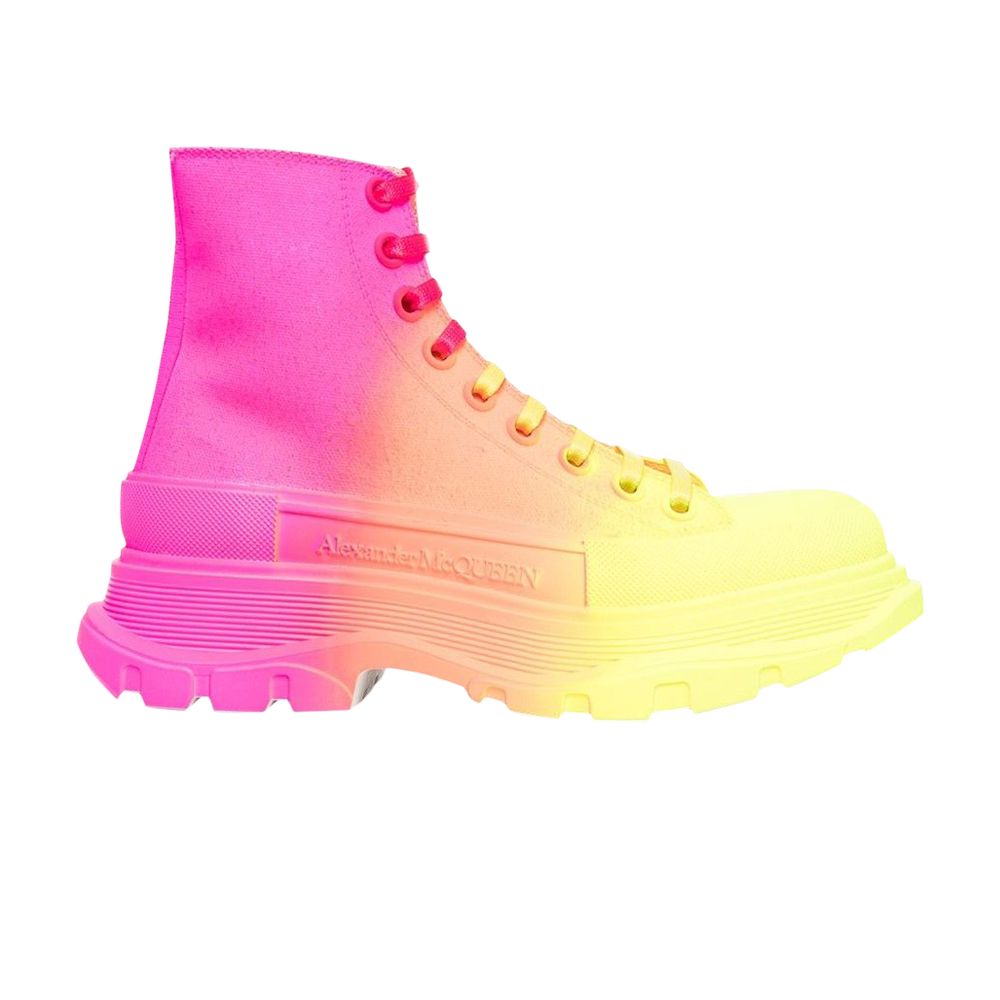 Pre-owned Alexander Mcqueen Wmns Tread Slick Boots 'yellow Orange Pink' | Multi-color | Wome