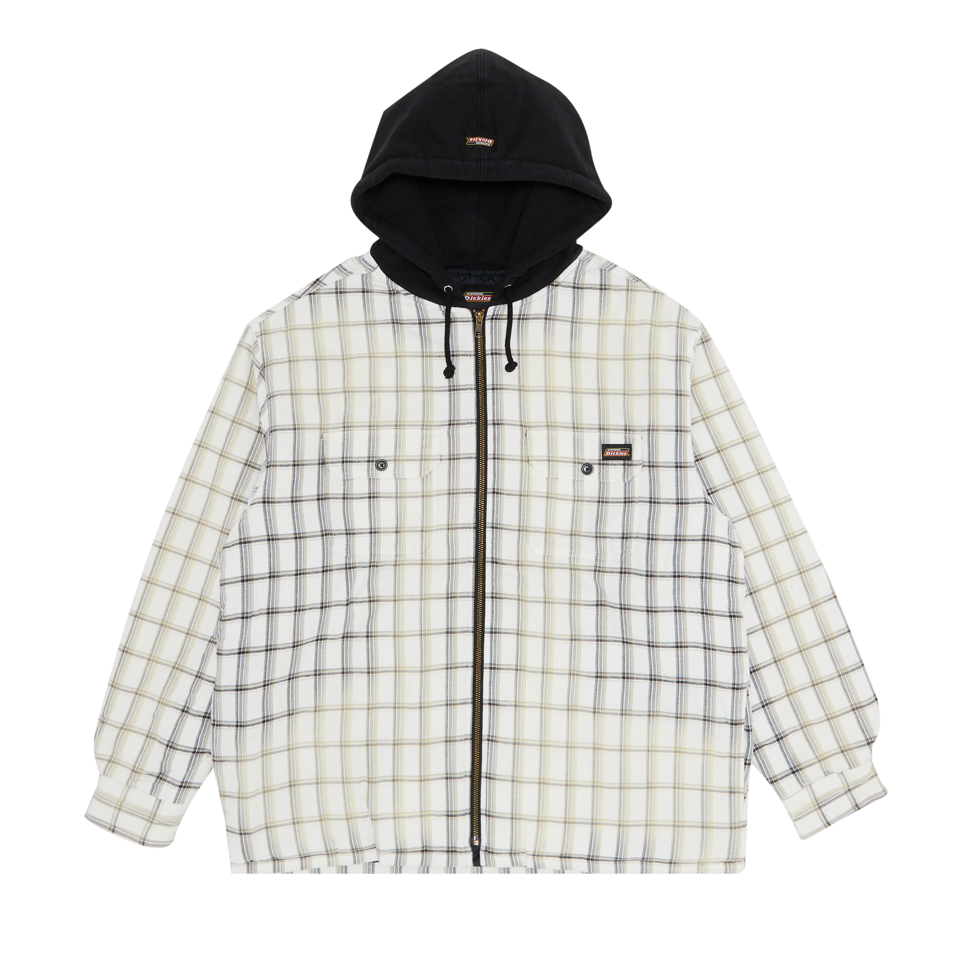 Pre-owned Supreme X Dickies Plaid Hooded Zip Up Shirt 'white'
