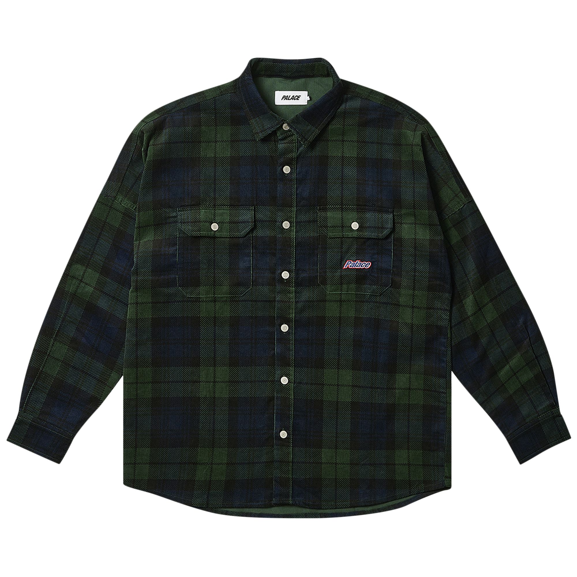 Palace Drop Shoulder Cord Shirt 'Tartan' | Green | Men's Size L