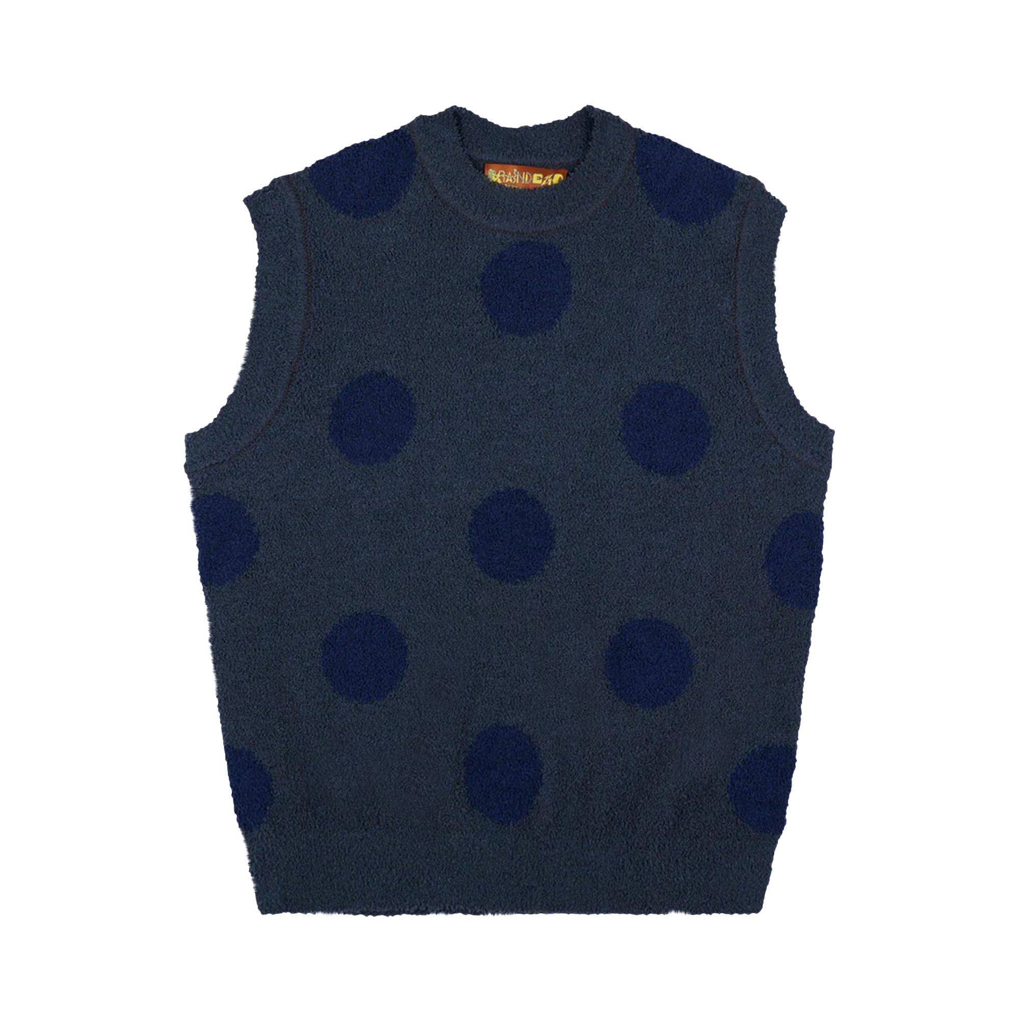 Pre-owned Brain Dead Teddy Fur Dot Knit Sweater Vest 'navy' | Blue | Men's Size M