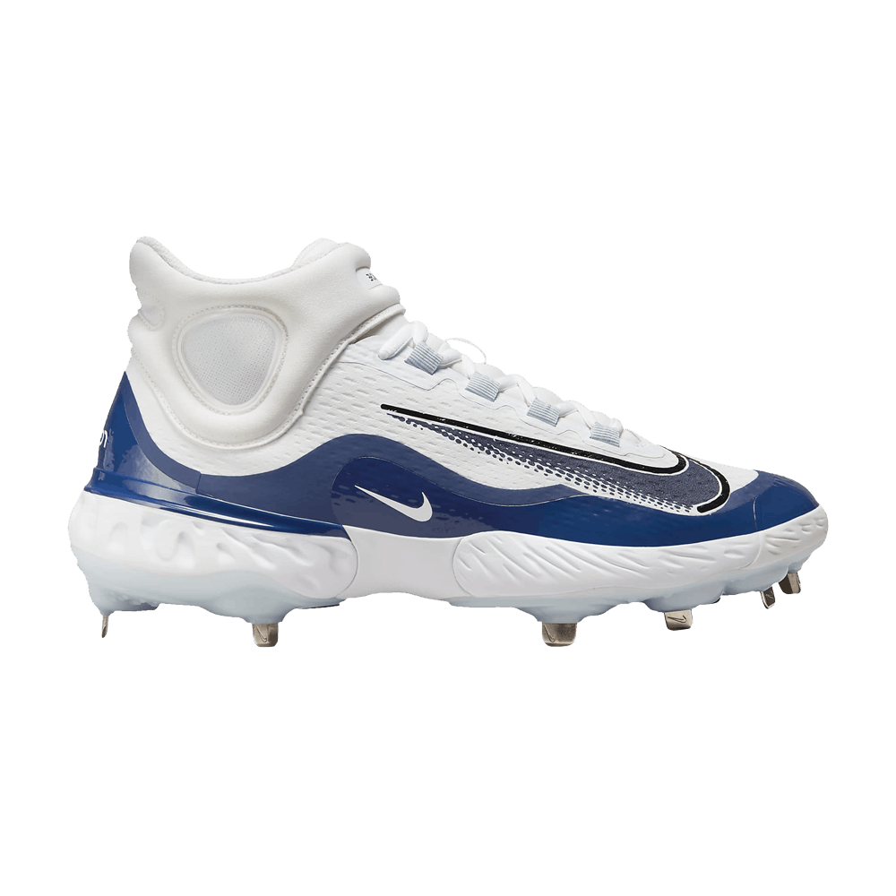 Spikes Nike {8 - 41} Alpha Huarache Elite 4 Mid Baseball Cleats Altos Blanco con Azul