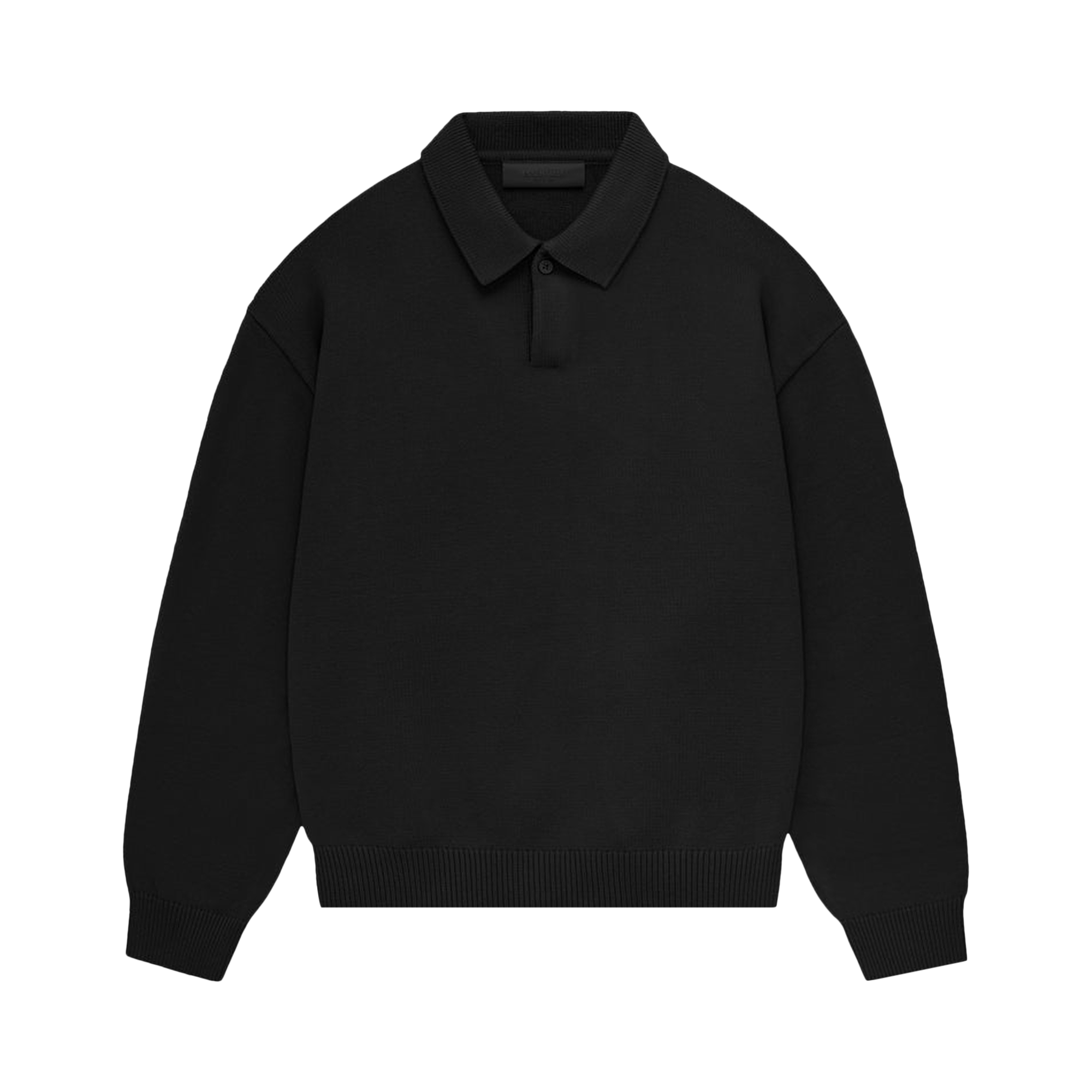 Pre-owned Essentials Fear Of God  Knit Polo 'jet Black'