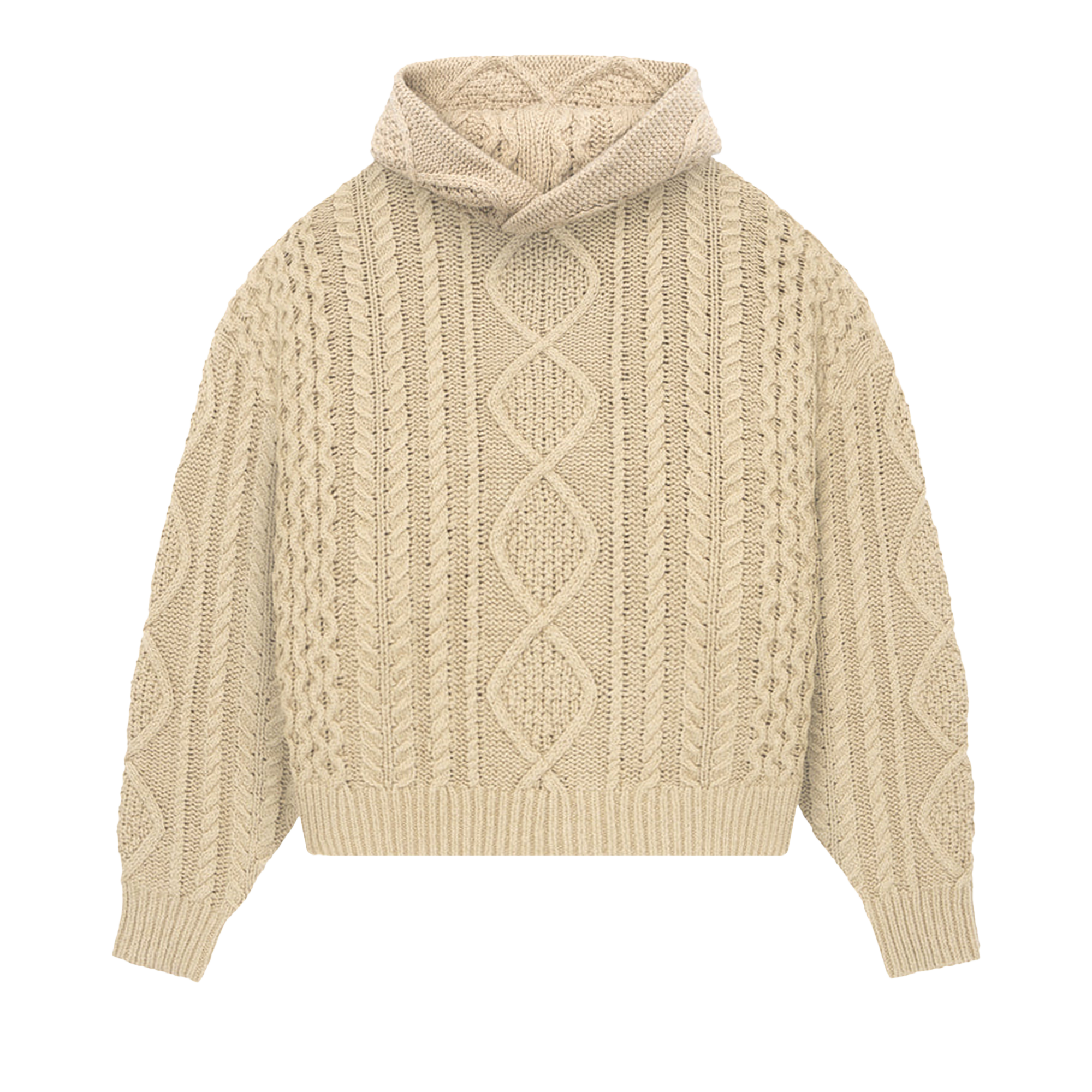 Pre-owned Essentials Fear Of God  Cable Knit Hoodie 'gold Heather' In Tan