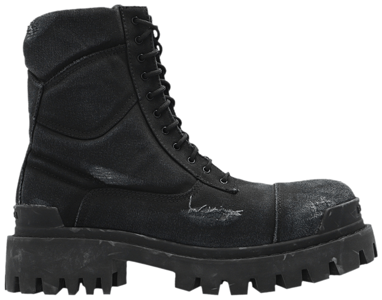 Balenciaga Combat Strike Boot 'Black Distressed Canvas'