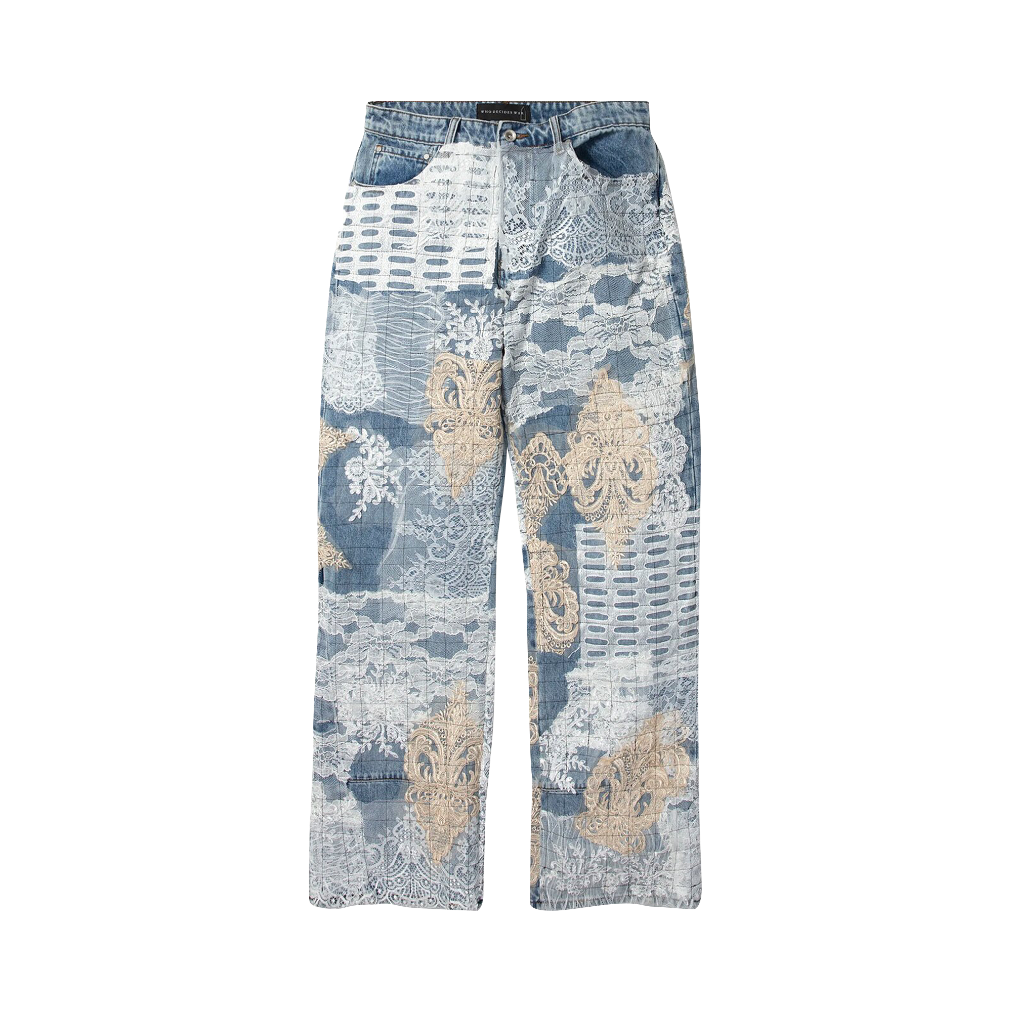 Pre-owned Who Decides War Grid Lace Denim 'sky' In Blue