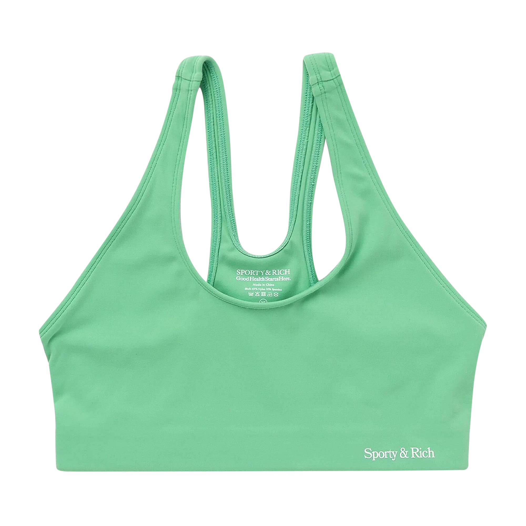 Pre-owned Sporty And Rich Sporty & Rich Serif Logo Sports Bra 'kelly Green'